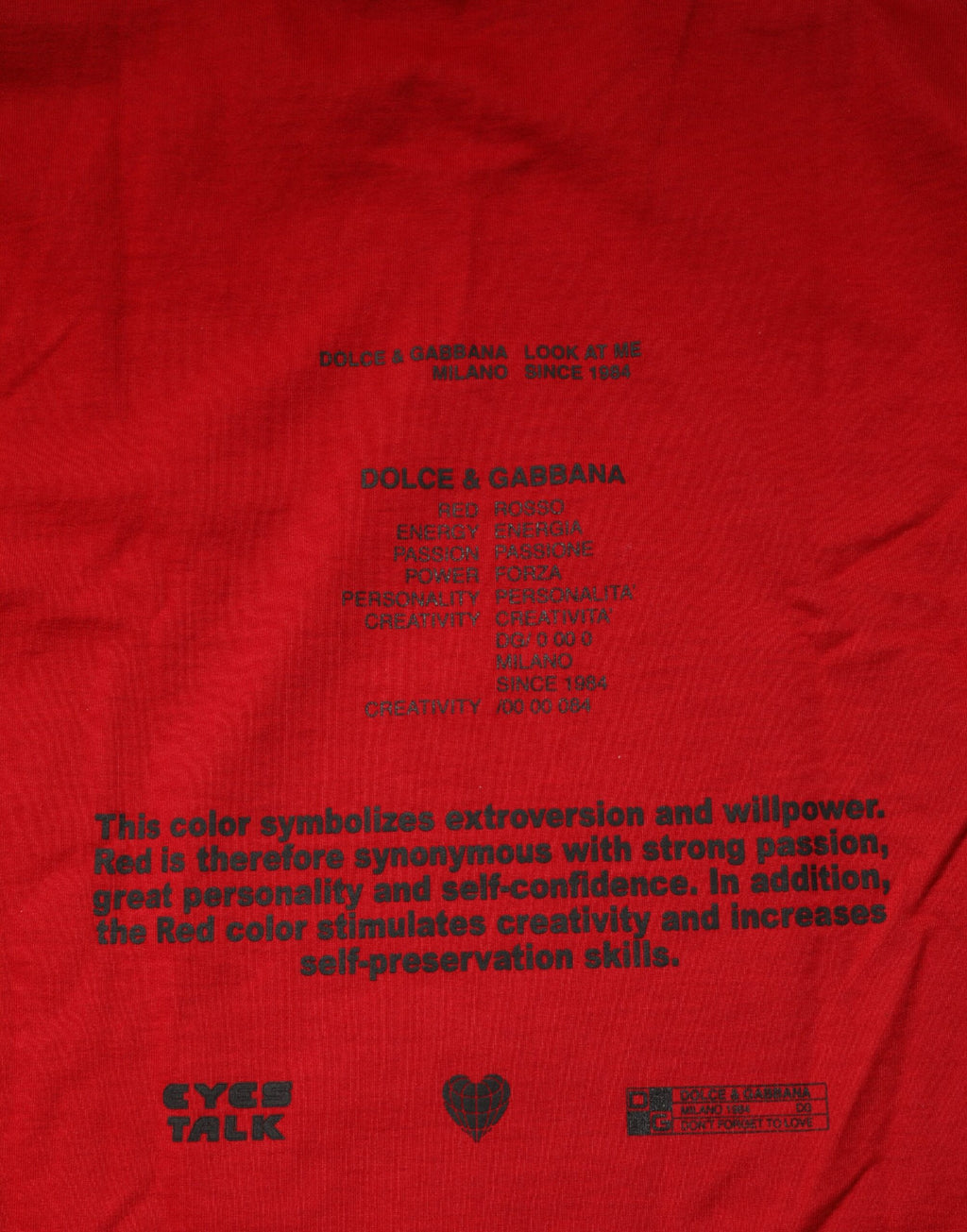 Dolce & Gabbana Red Logo Eye Print Cotton Short Sleeve T-shirt