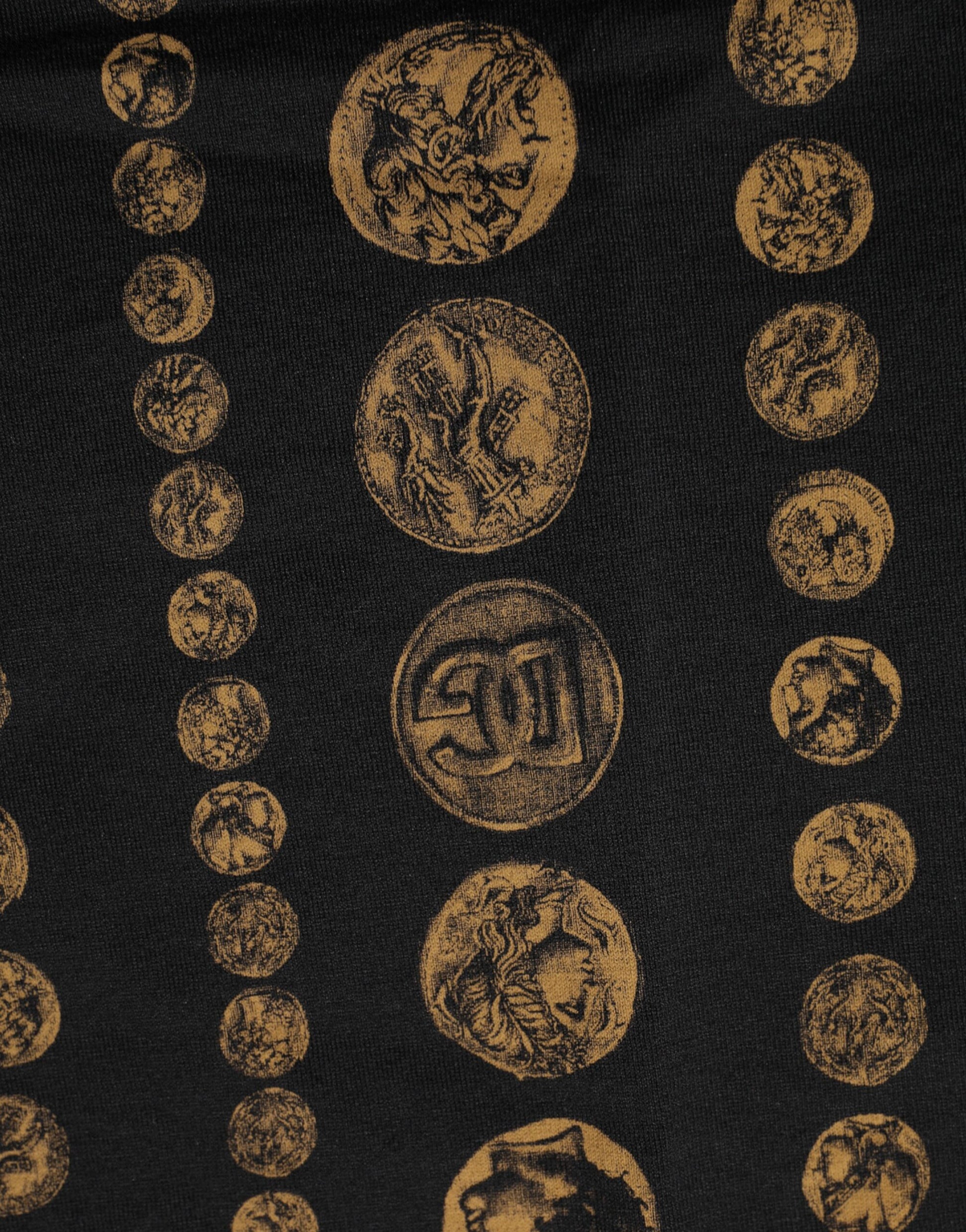 Dolce & Gabbana Black Cotton Coin Print Crew Neck T-shirt