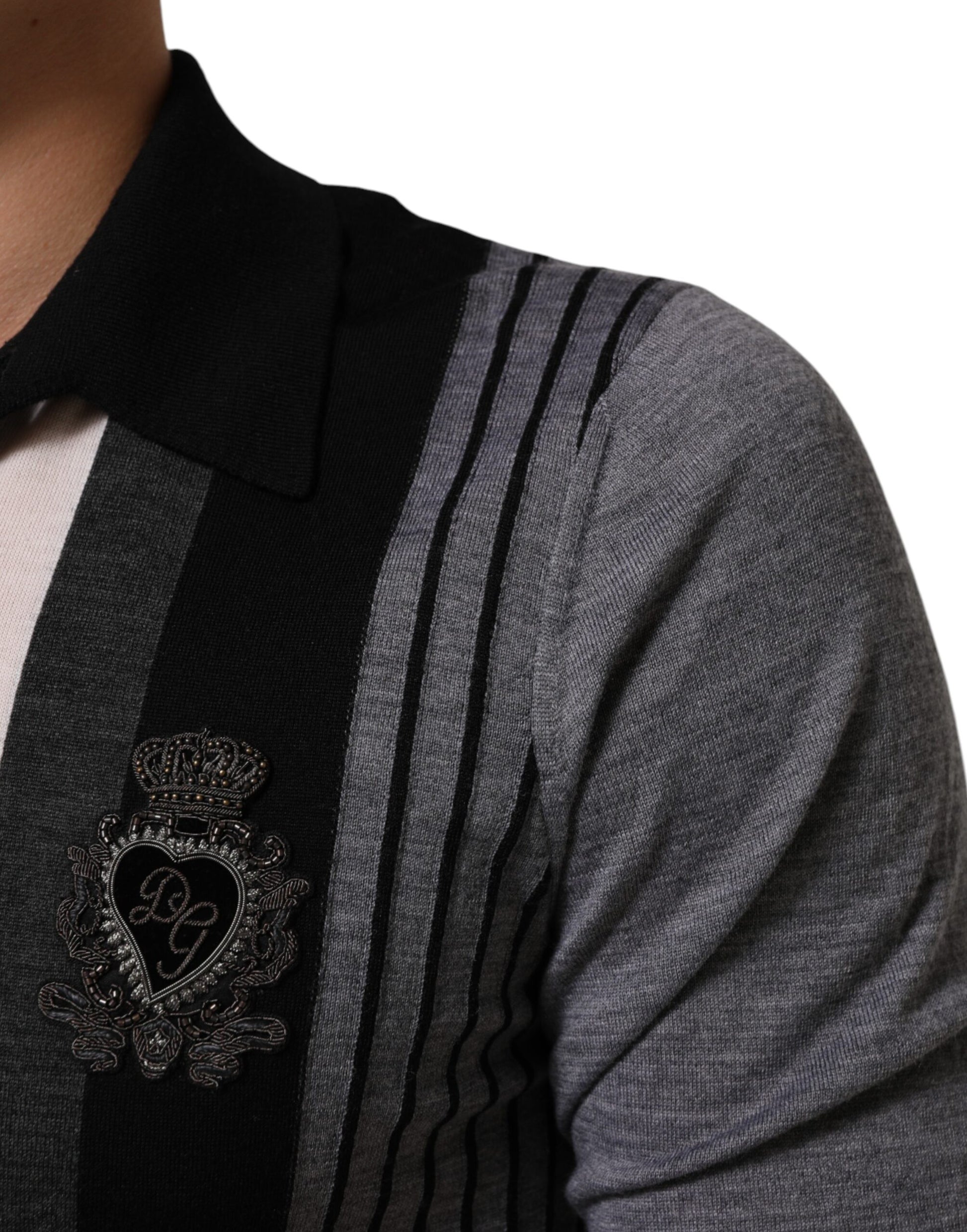 Dolce & Gabbana Black White Polka Dot Collared Polo T-shirt