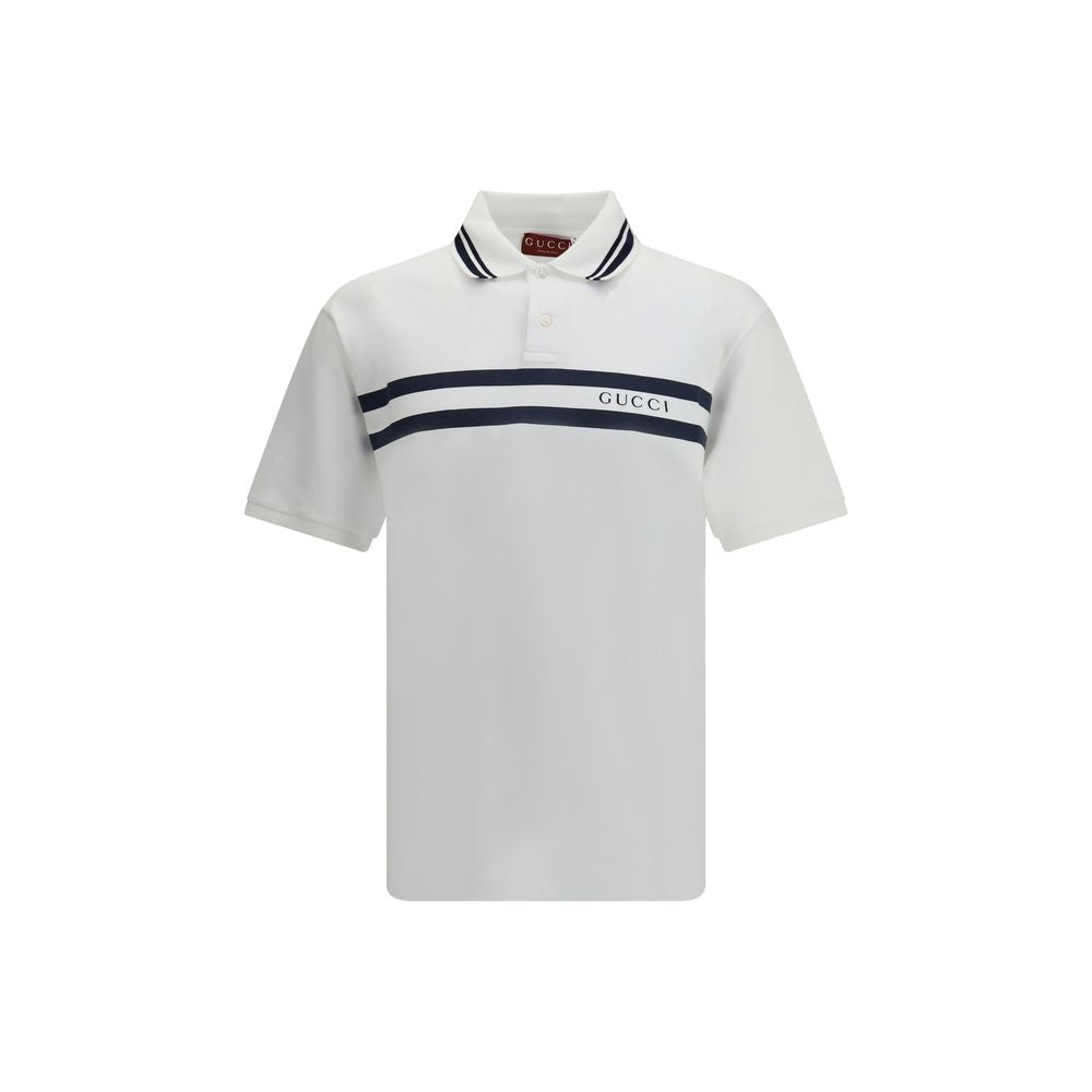 Gucci White Cotton Polo Shirt