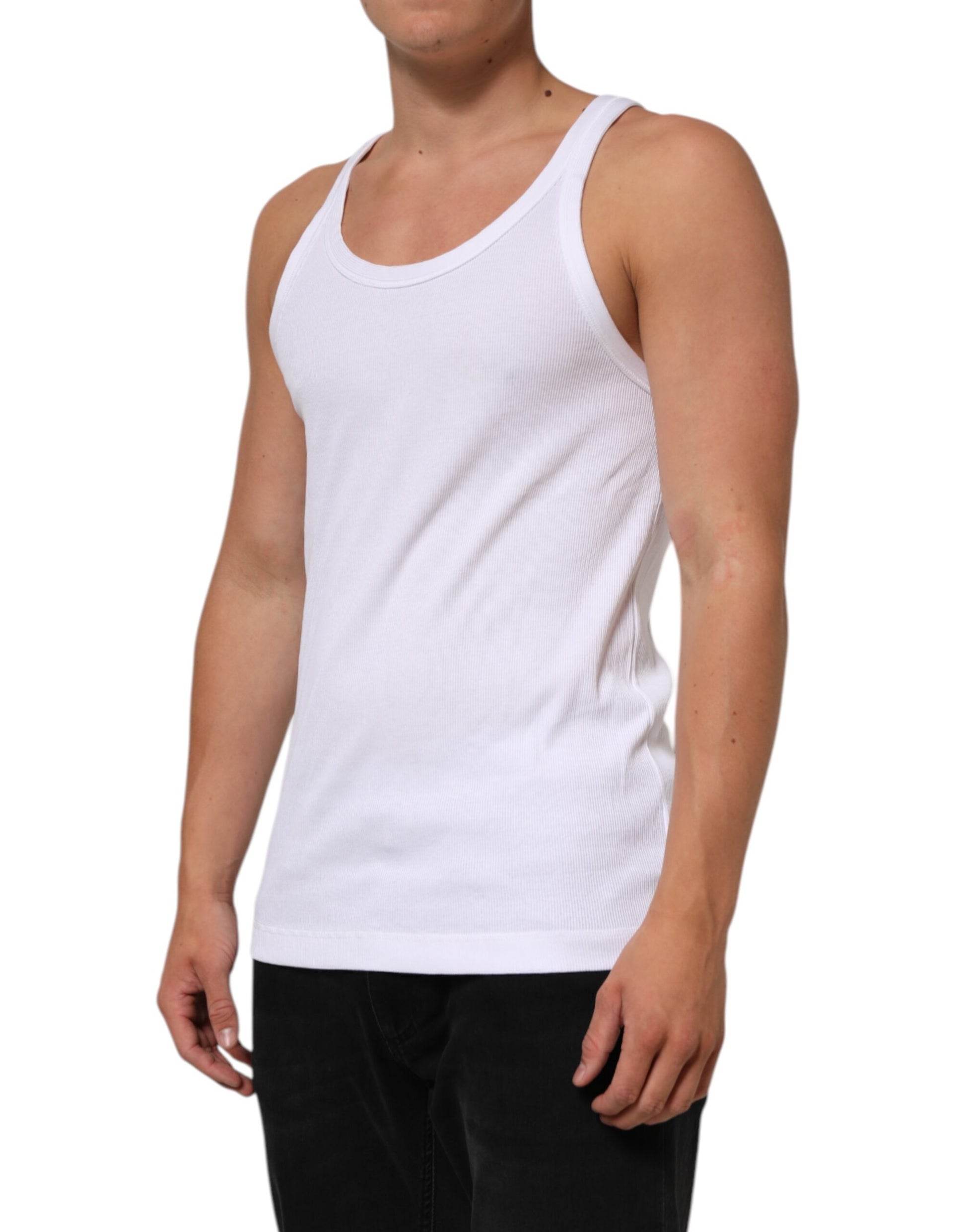 Dolce & Gabbana White Sleeveless Round Neck Tank T-shirt