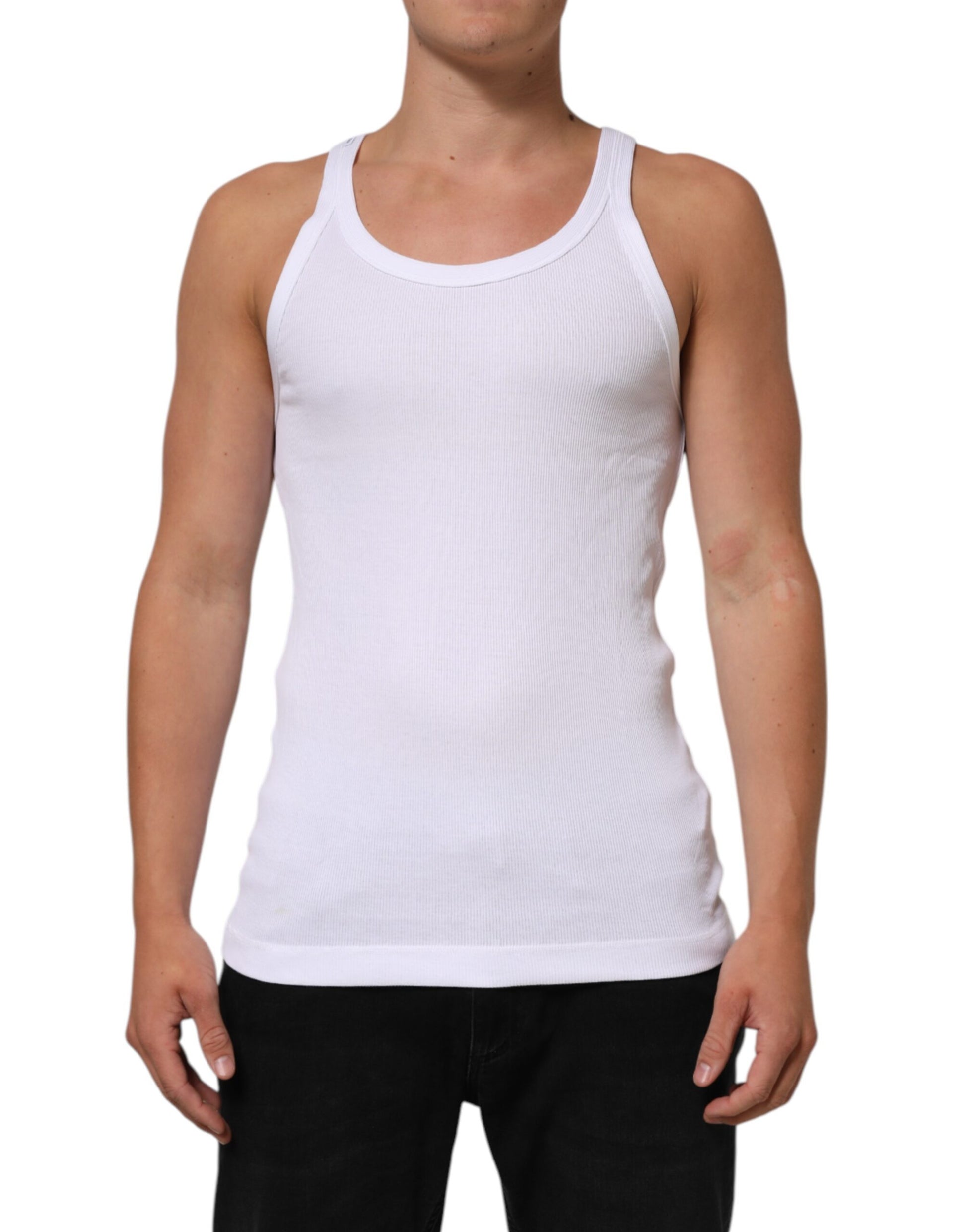 Dolce & Gabbana White Sleeveless Round Neck Tank Top T-shirt