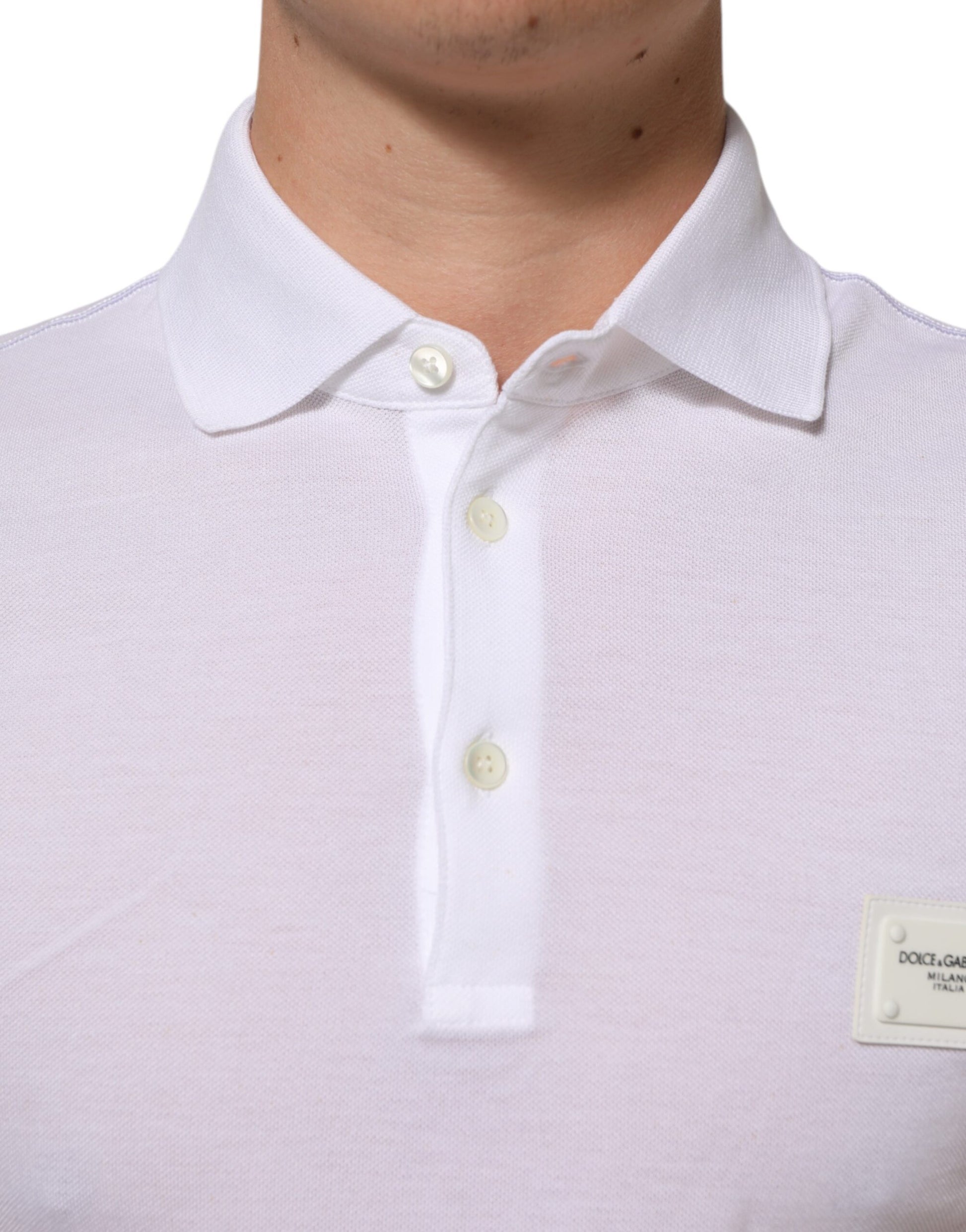 Dolce & Gabbana White Collared Short Sleeves Polo T-shirt