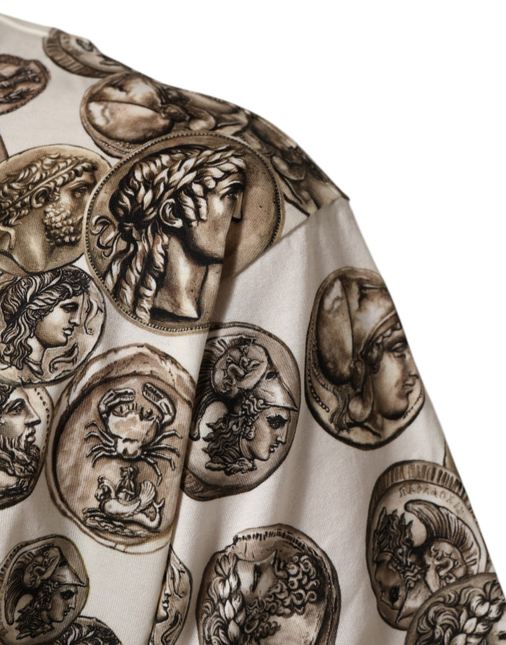 Dolce & Gabbana White Coin Print Cotton Crew Neck Men T-shirt