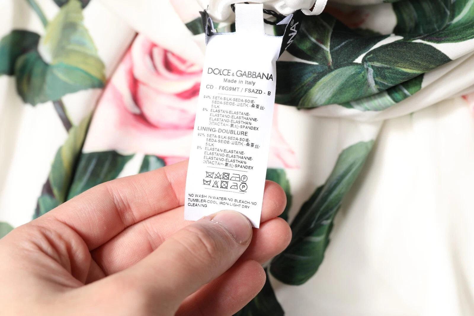 Dolce & Gabbana White Floral Silk One Shoulder Midi Dress