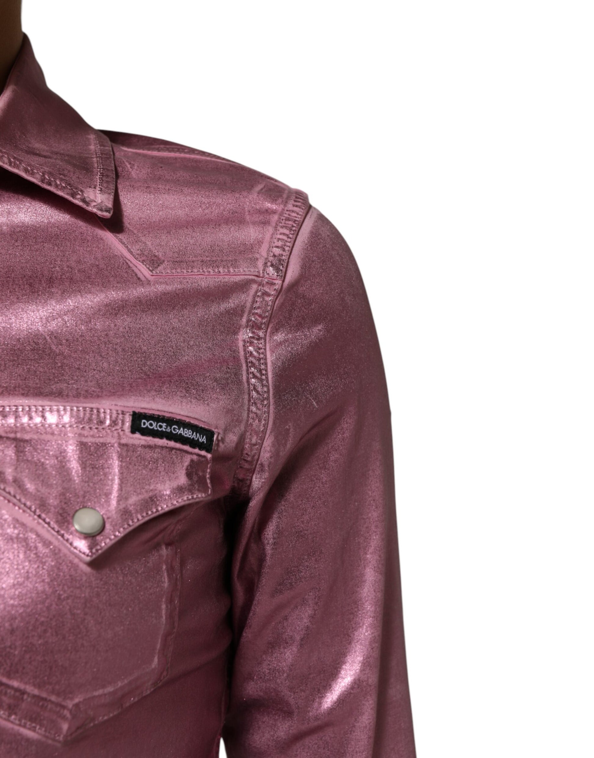 Dolce & Gabbana Pink Cotton Stretch Collared Cropped Jacket