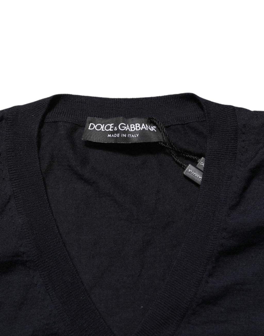 Dolce & Gabbana Black Cashmere Knit V-Neck Pullover Sweater