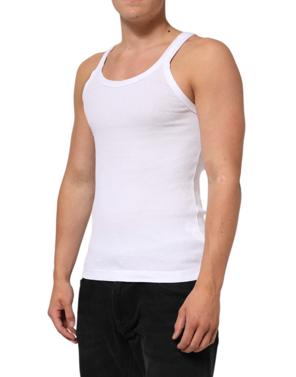 Dolce & Gabbana White Sleeveless Round Neck Tank Top T-shirt