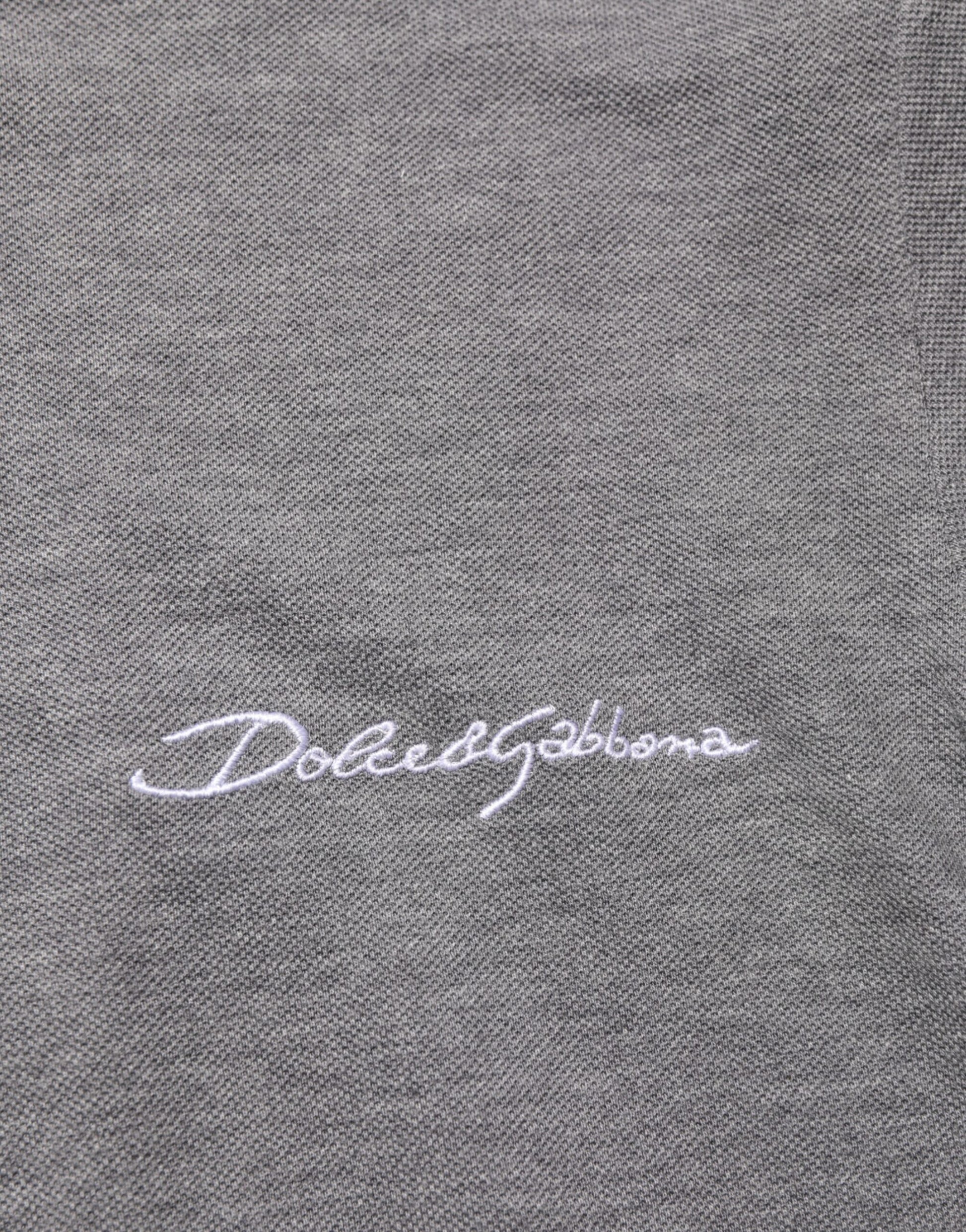 Dolce & Gabbana Gray Logo Embroidery Collared Polo T-shirt