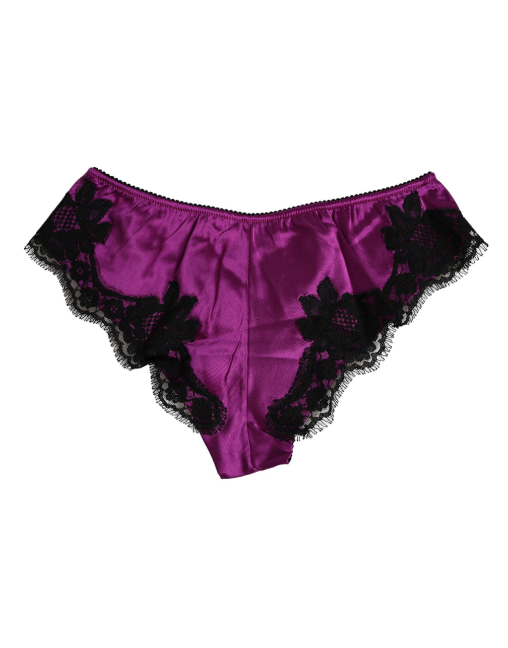Dolce & Gabbana Purple Silk Satin Floral Lace Panty Brief Underwear