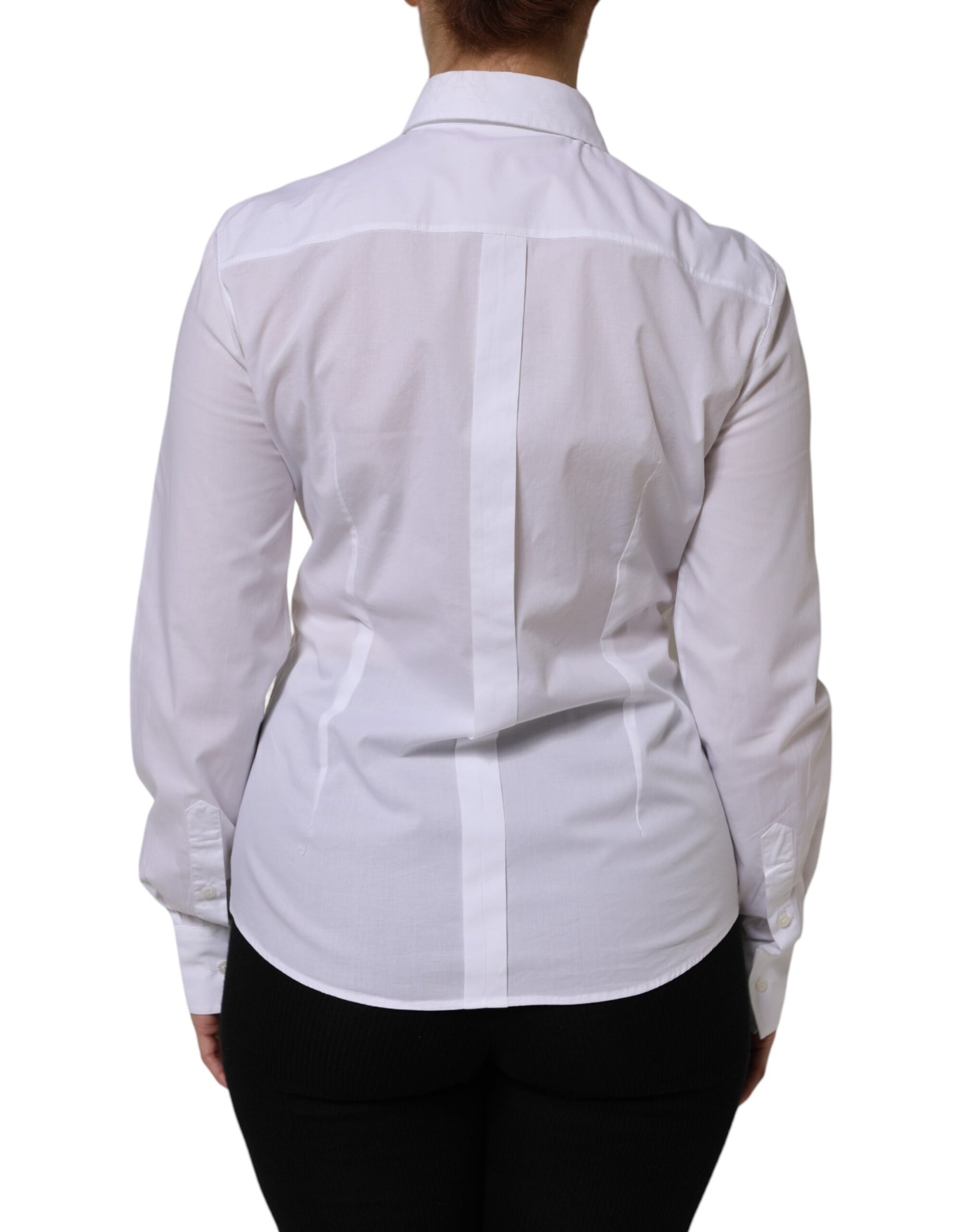 Dolce & Gabbana White Cotton Collared Dress Formal Shirt  Top