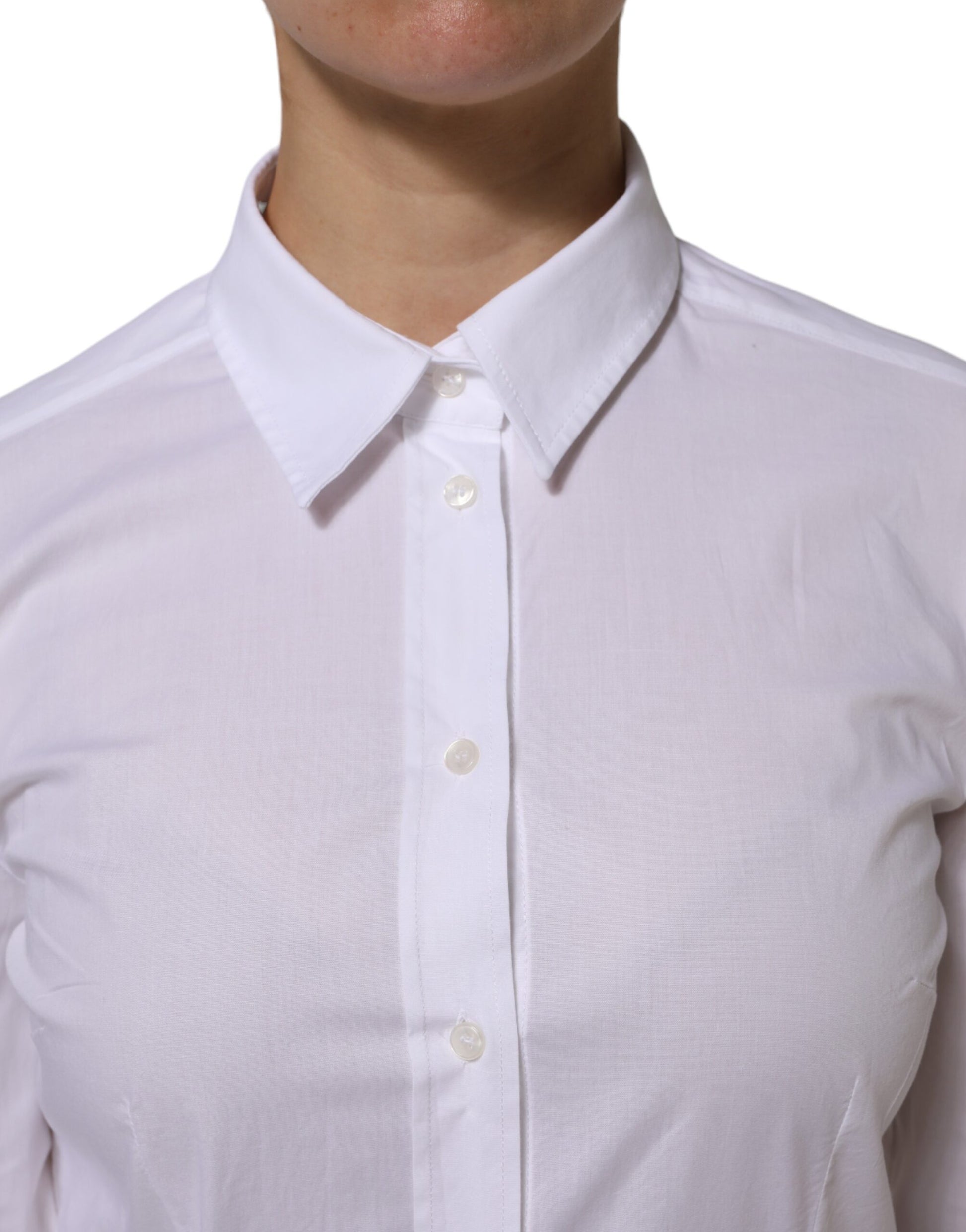 Dolce & Gabbana White Collared Long Sleeves Dress Shirt Top