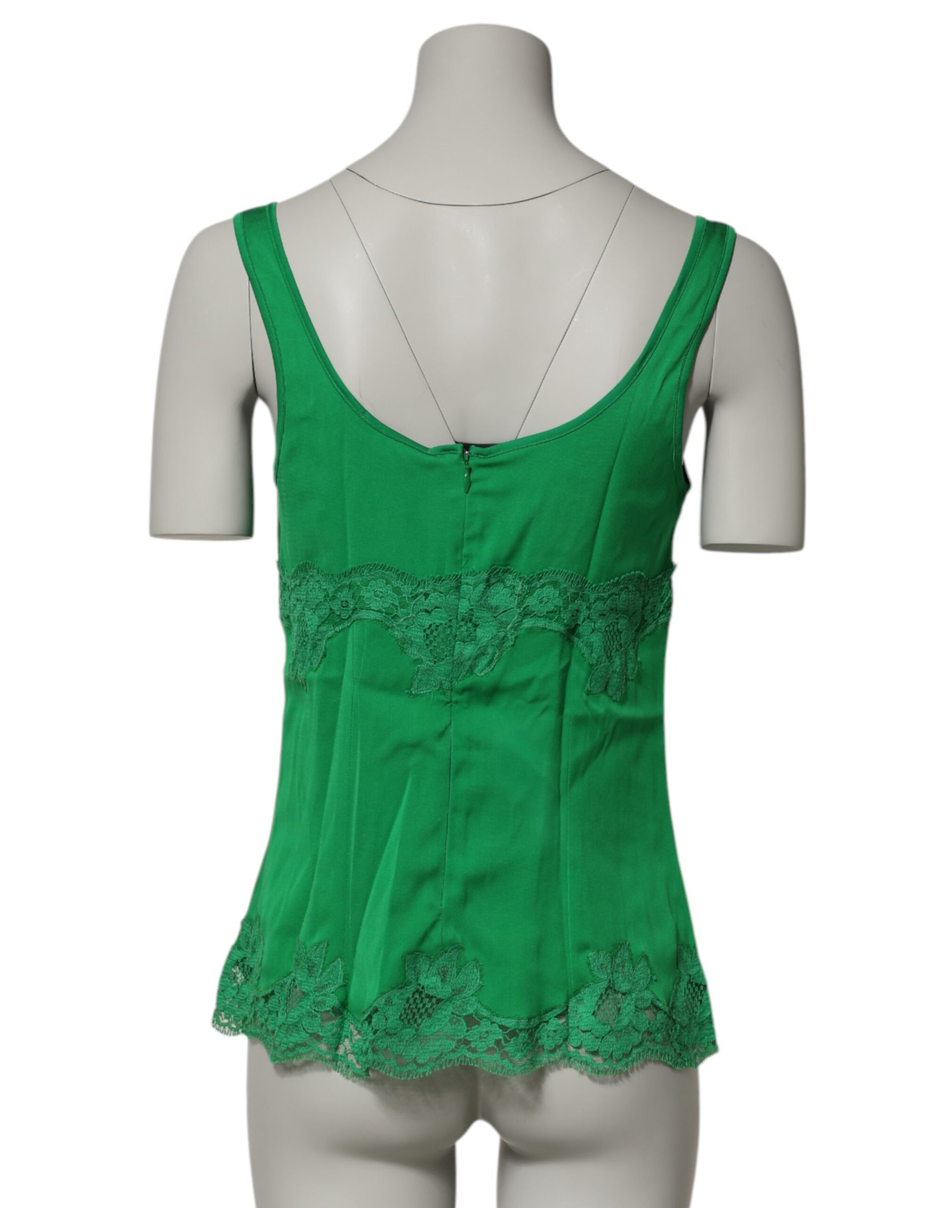 Dolce & Gabbana Green Floral Lace Tank Lingerie Top Underwear
