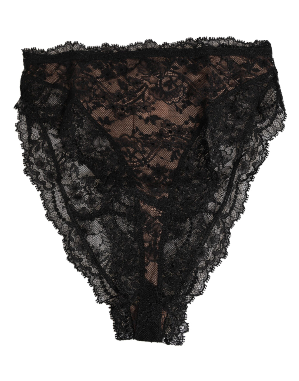 Dolce & Gabbana Black Floral Lace Mesh High Brief Panty  Underwear