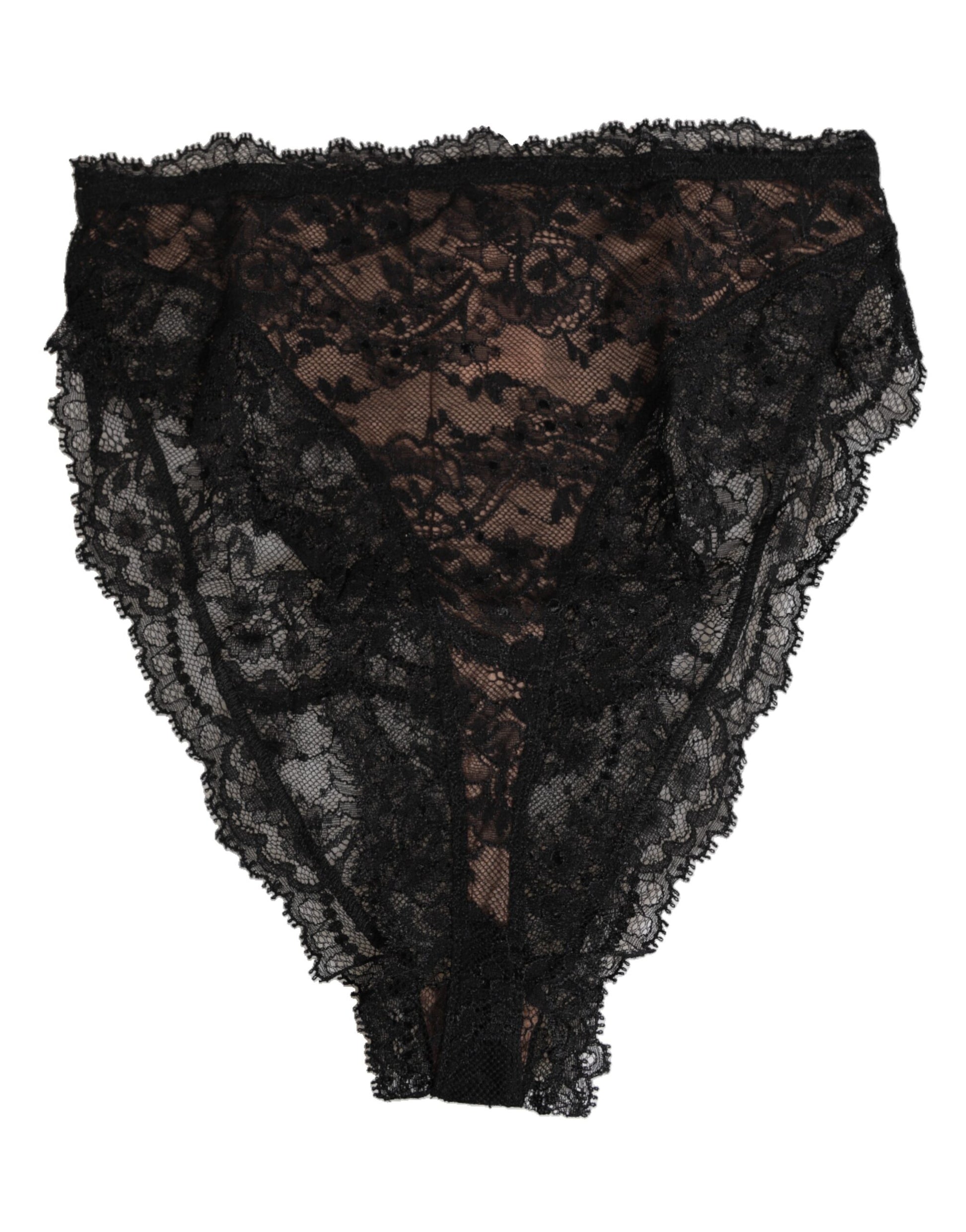 Dolce & Gabbana Black Floral Lace Mesh High Brief Panty  Underwear