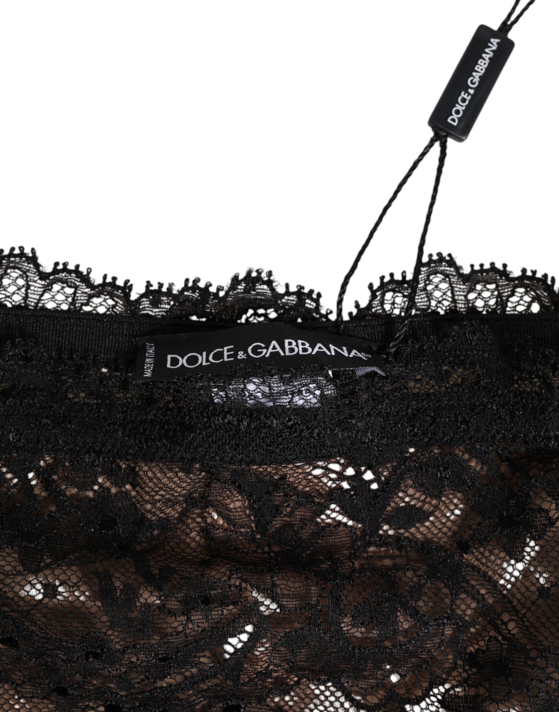 Dolce & Gabbana Black Floral Lace Mesh High Brief Panty  Underwear