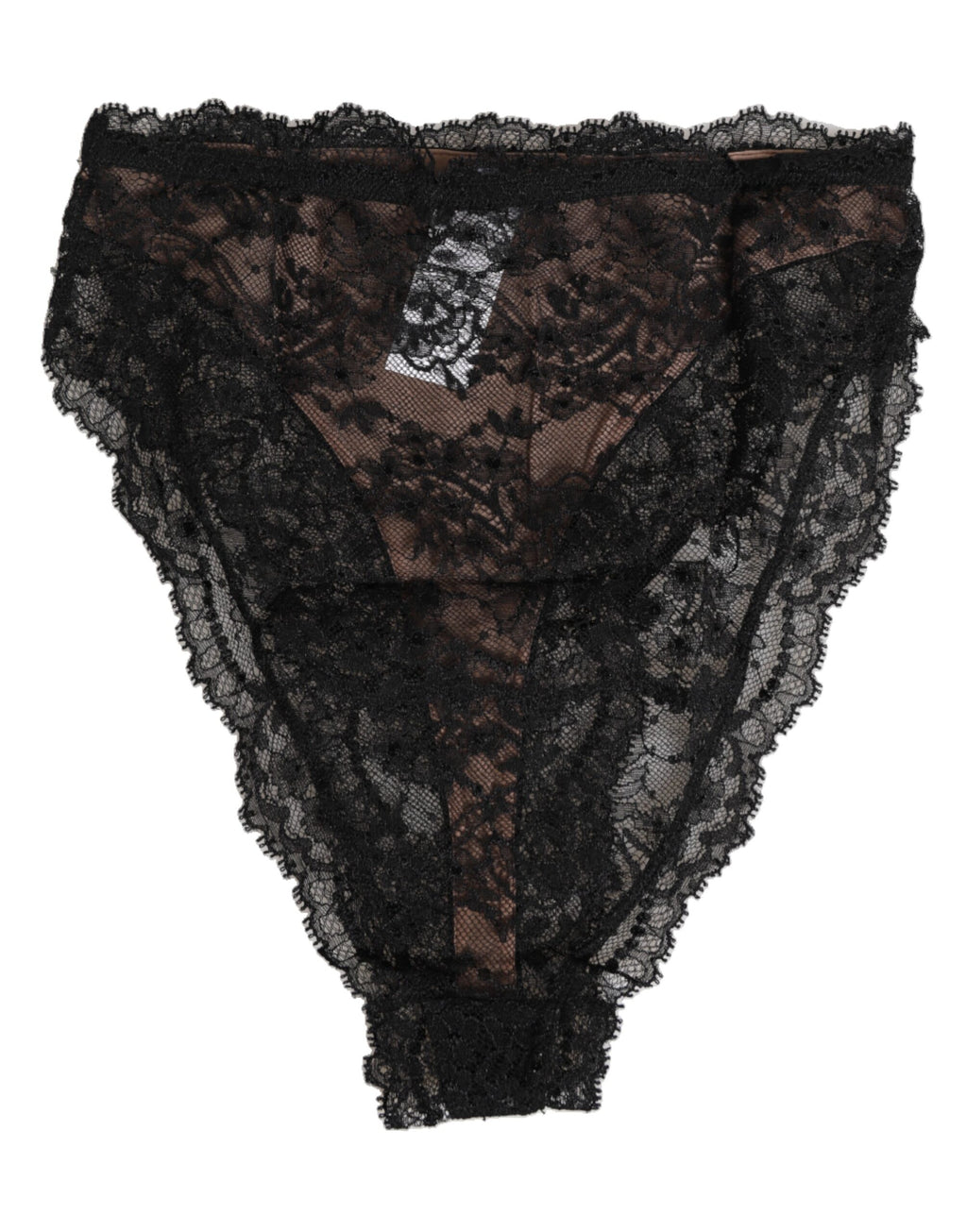 Dolce & Gabbana Black Floral Lace Mesh High Brief Panty  Underwear