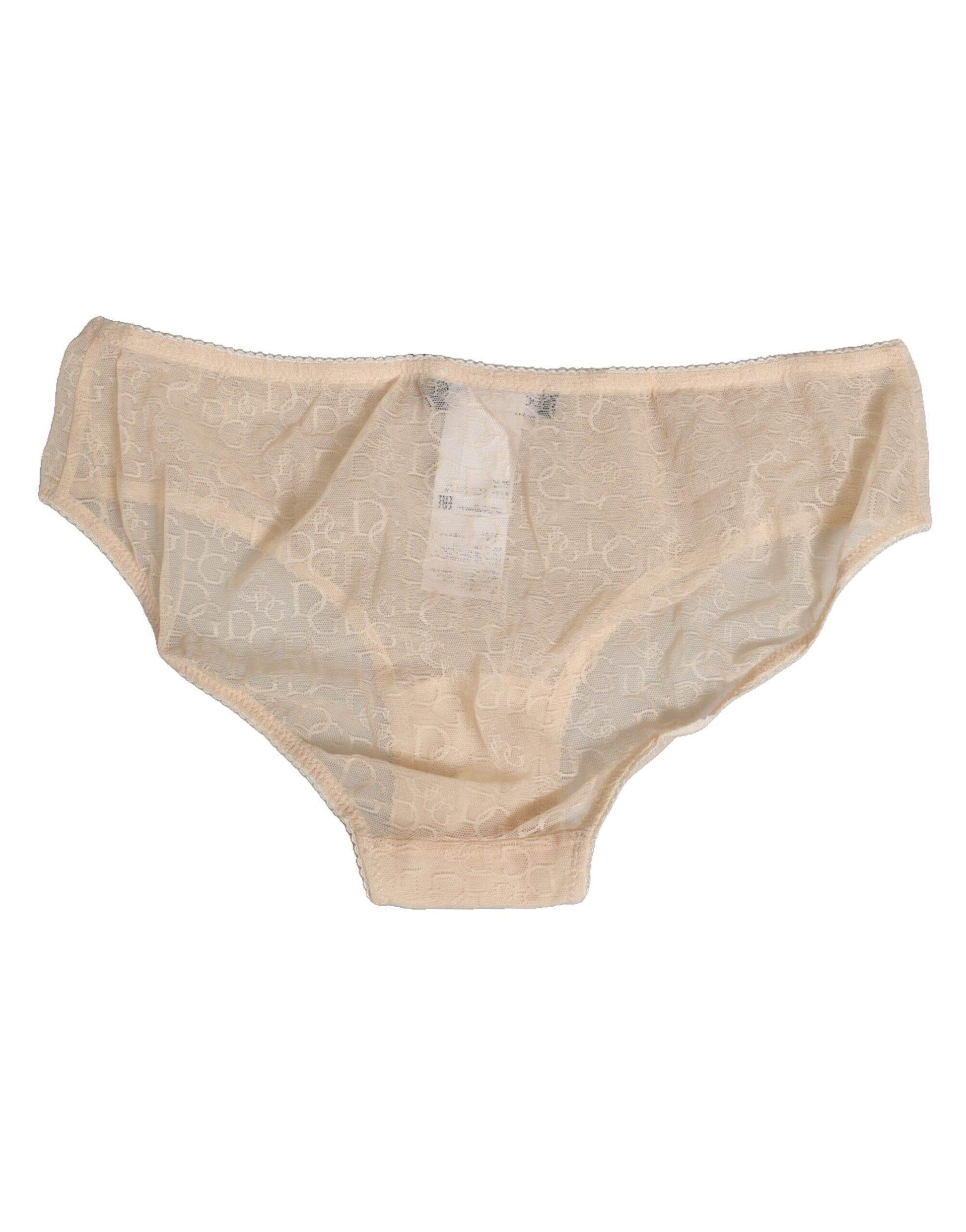 Dolce & Gabbana Beige DG Logo Lace Mid Waist Panty Underwear