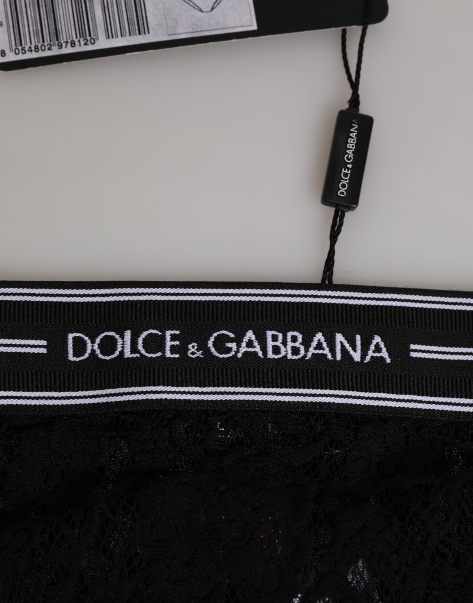 Dolce & Gabbana Black Lace Slip Brief Logo Waistband  Underwear