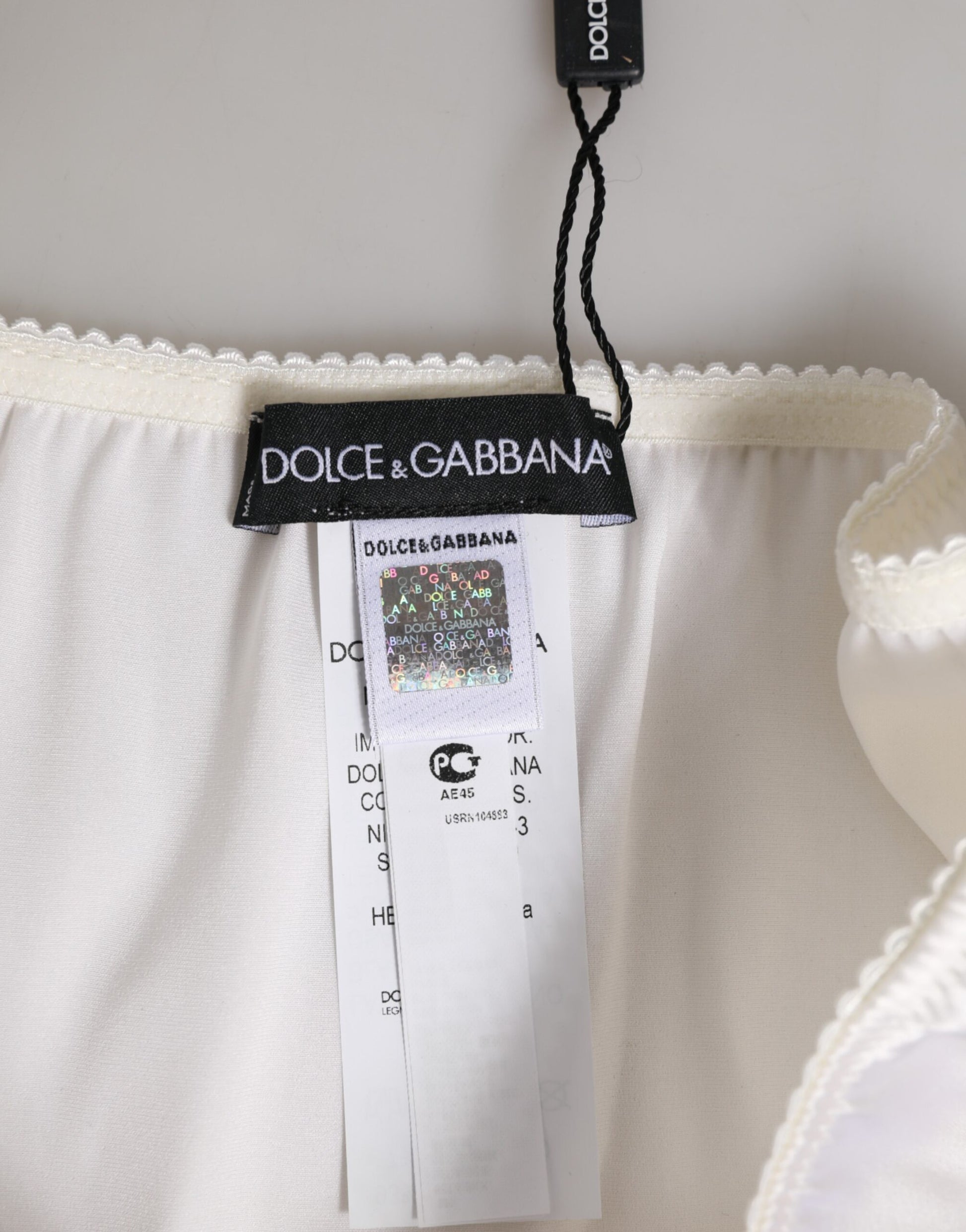Dolce & Gabbana White Silk Satin Floral Lace Panty Brief Underwear