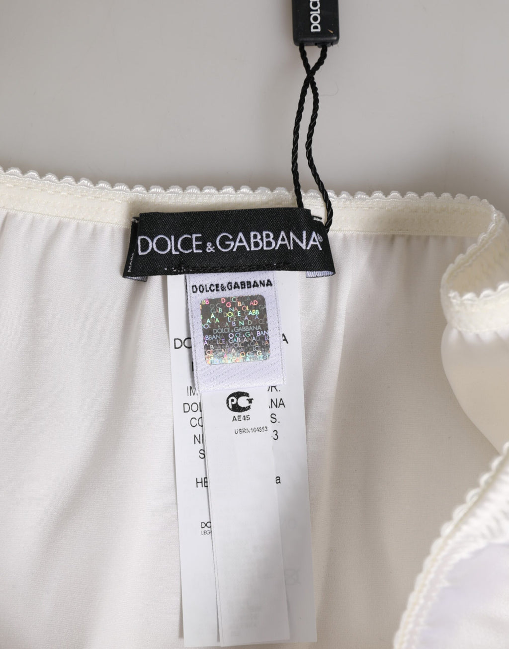 Dolce & Gabbana White Silk Satin Floral Lace Panty Brief Underwear