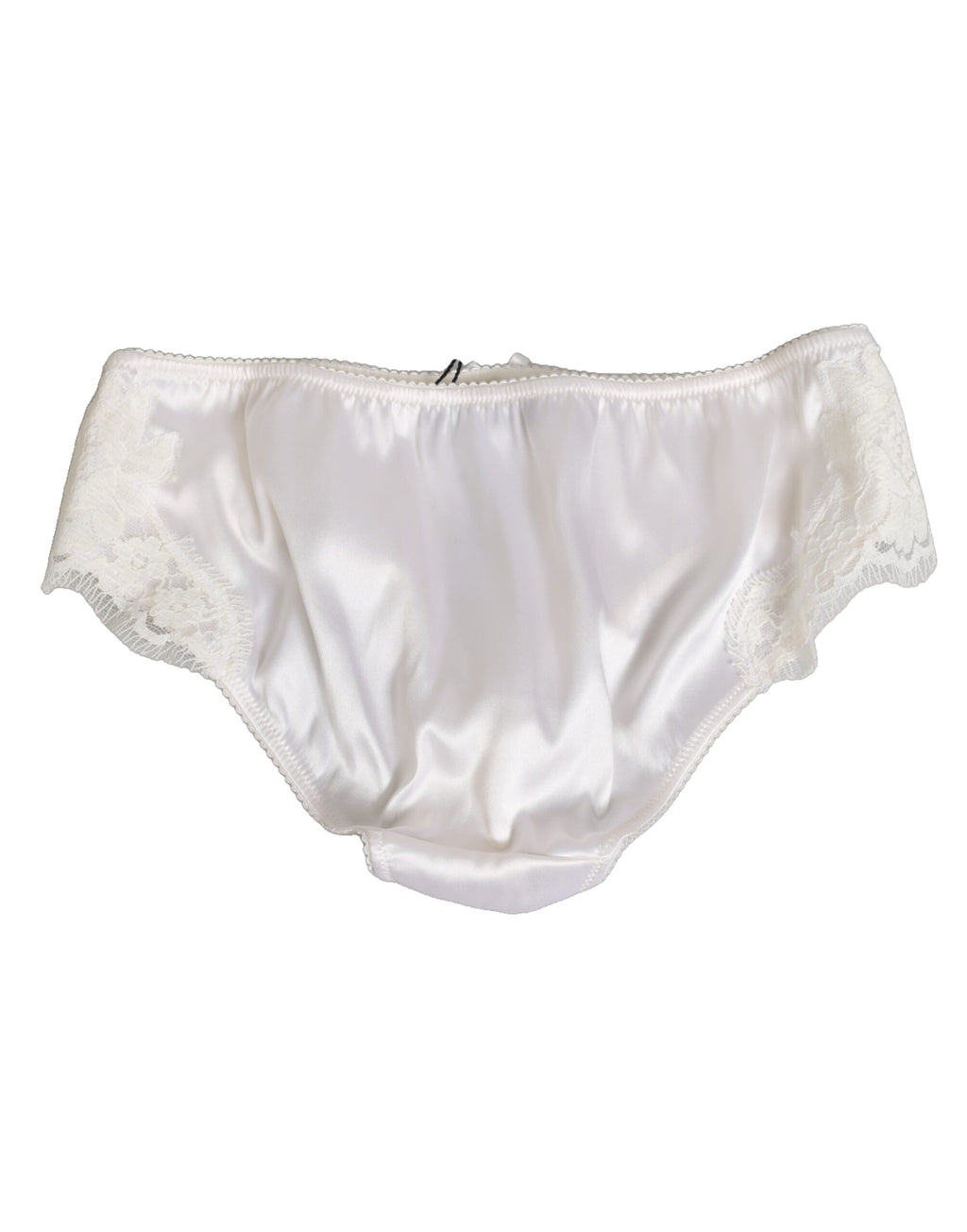 Dolce & Gabbana White Silk Satin Floral Lace Panty Brief Underwear