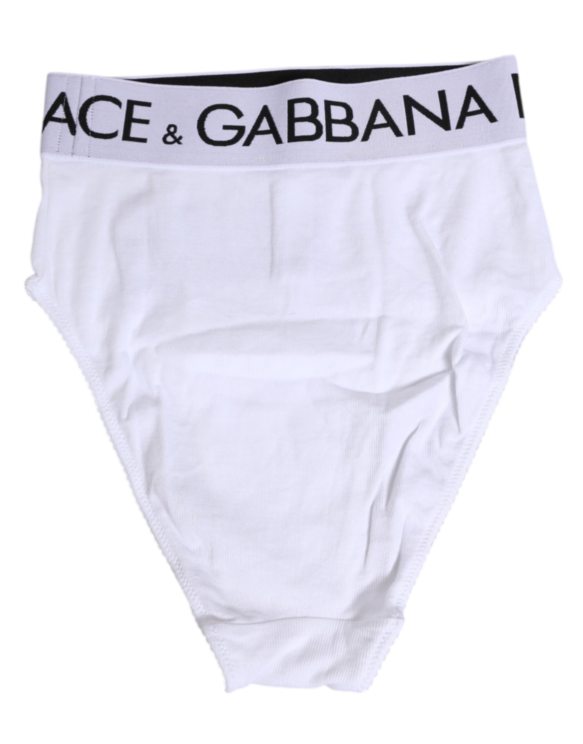 Dolce & Gabbana White Cotton Stretch High Waist Panty Underwear