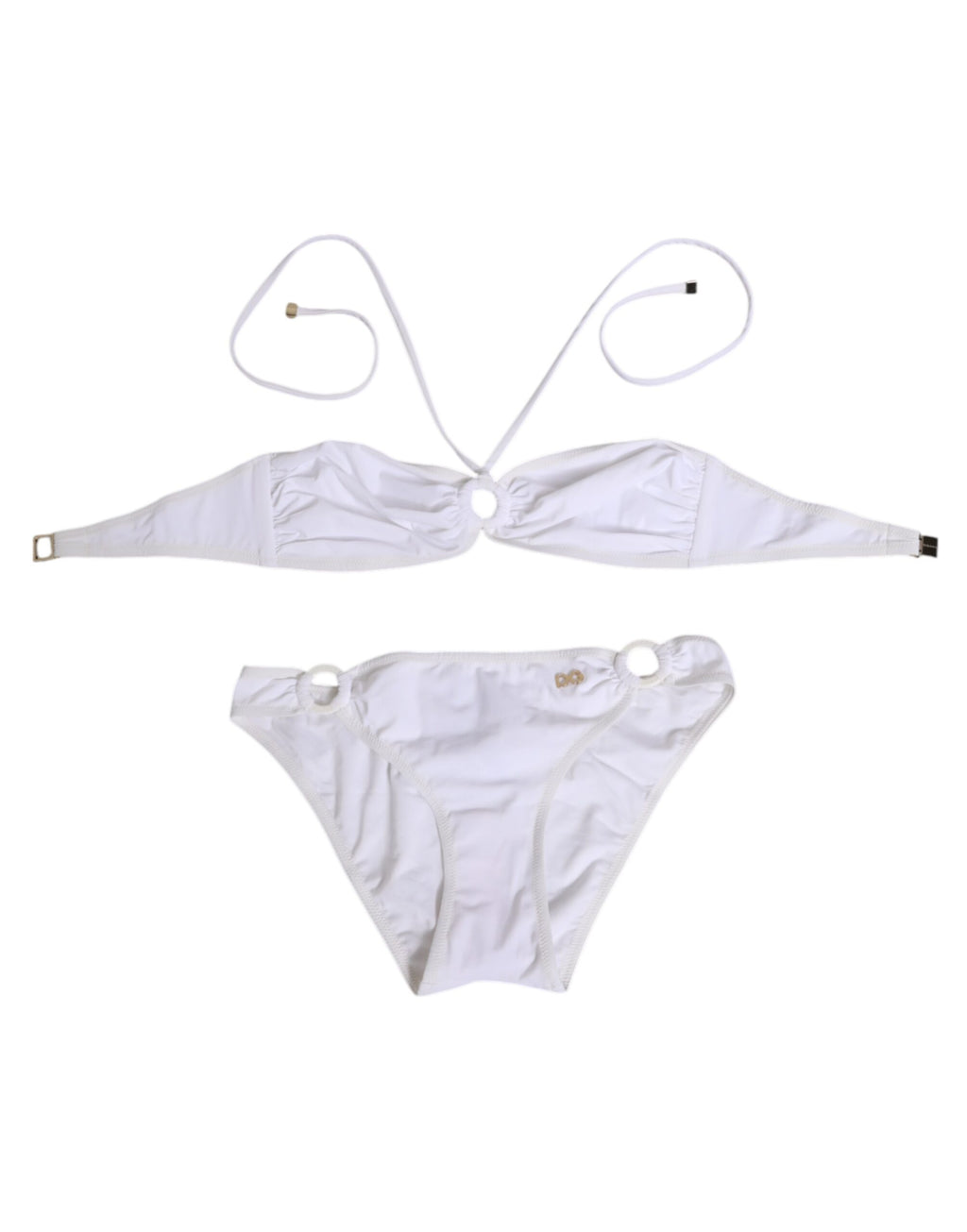 Dolce & Gabbana White Logo Swimsuit 2 Piece Top Bottom Swimwear