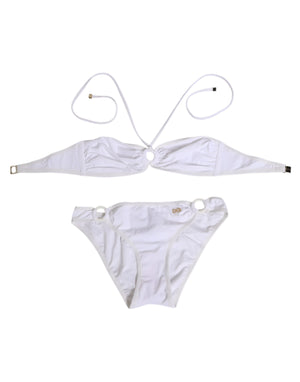 Dolce & Gabbana White Logo Swimsuit 2 Piece Top Bottom Swimwear