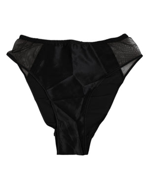 Dolce & Gabbana Black Silk Stretch High Waist Panty Underwear
