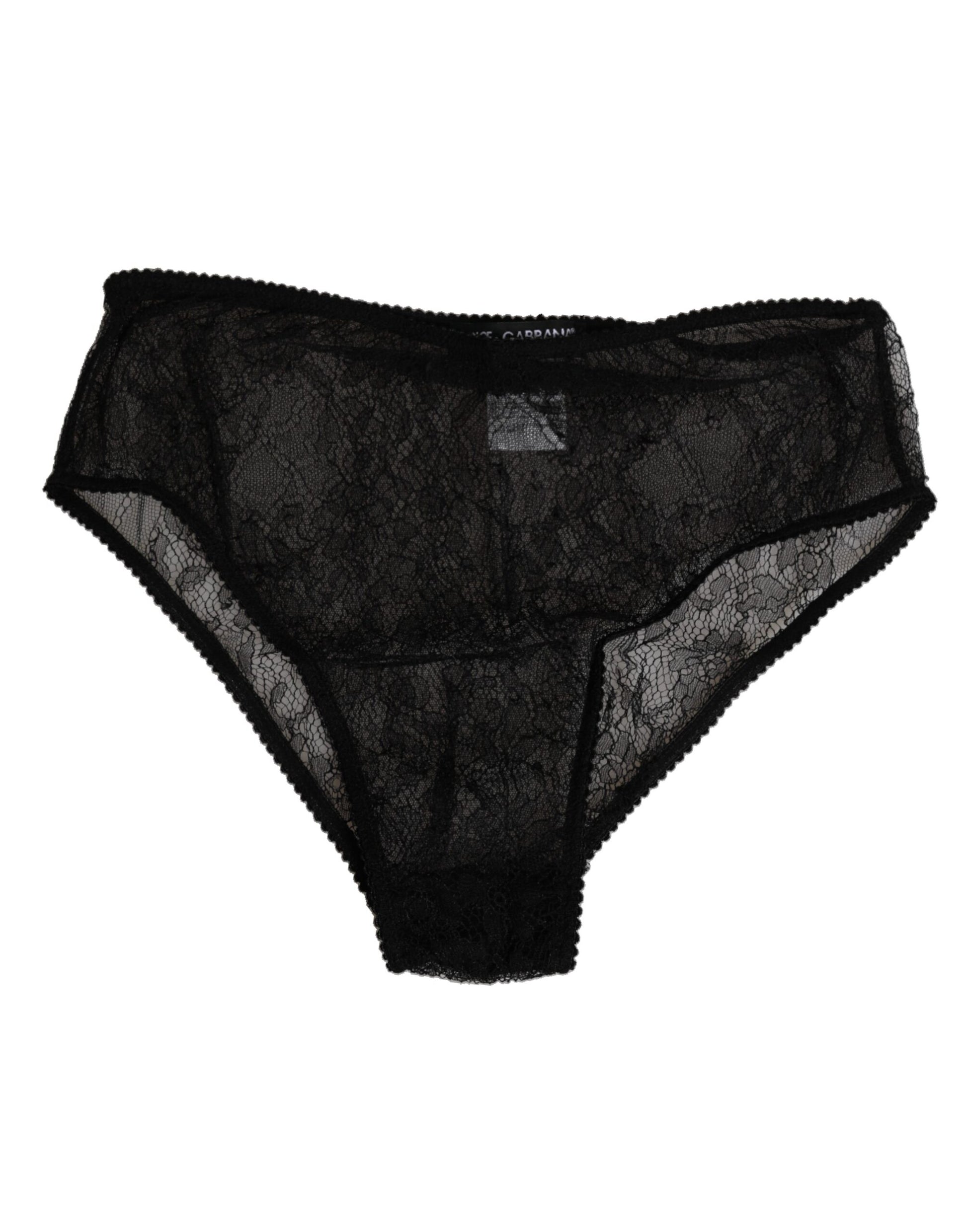 Dolce & Gabbana Black Nylon Stretch High Waist Panty Underwear