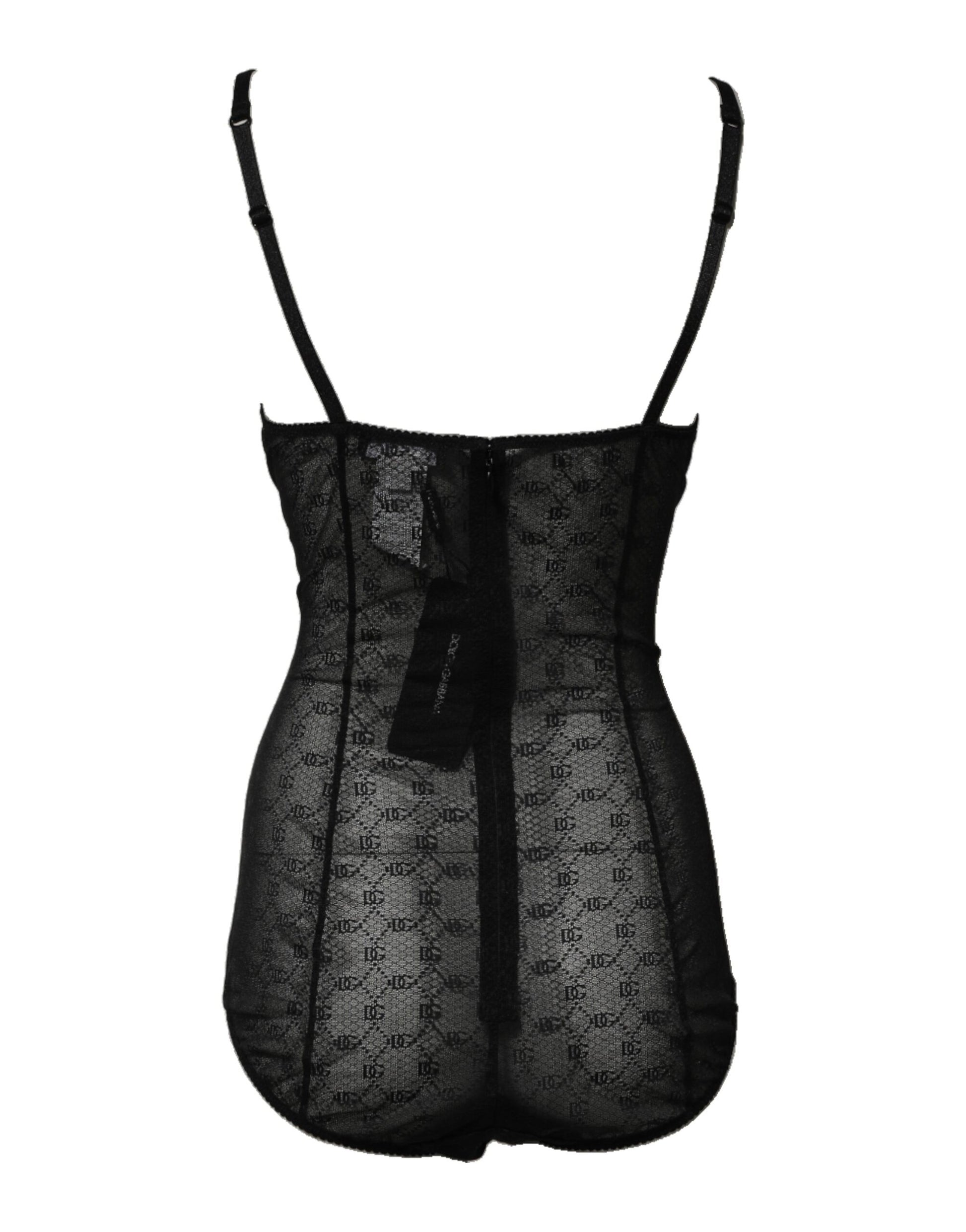Dolce & Gabbana Black Nylon Stretch Bodysuit Lingerie Underwear