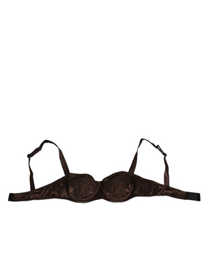 Dolce & Gabbana Brown Silk Underwired Balconette Bra Underwear