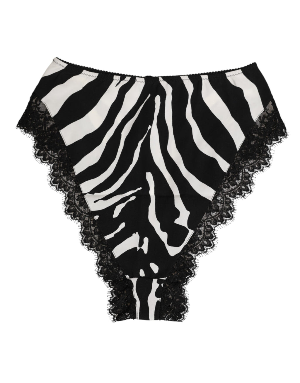Dolce & Gabbana Black Silk Zebra Print Lace High Waist Underwear