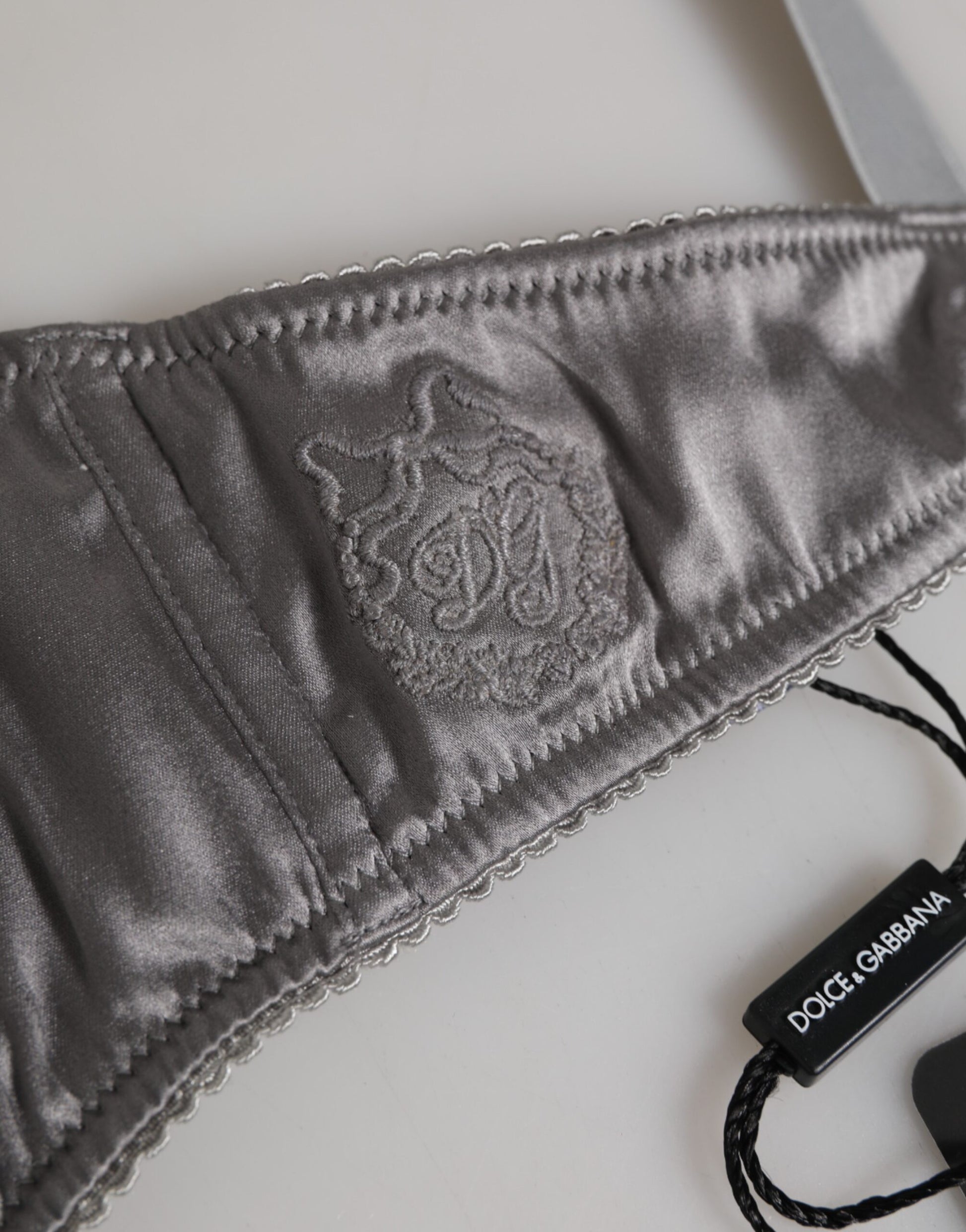 Dolce & Gabbana Gray Silk Underwired Balconette Bra Underwear