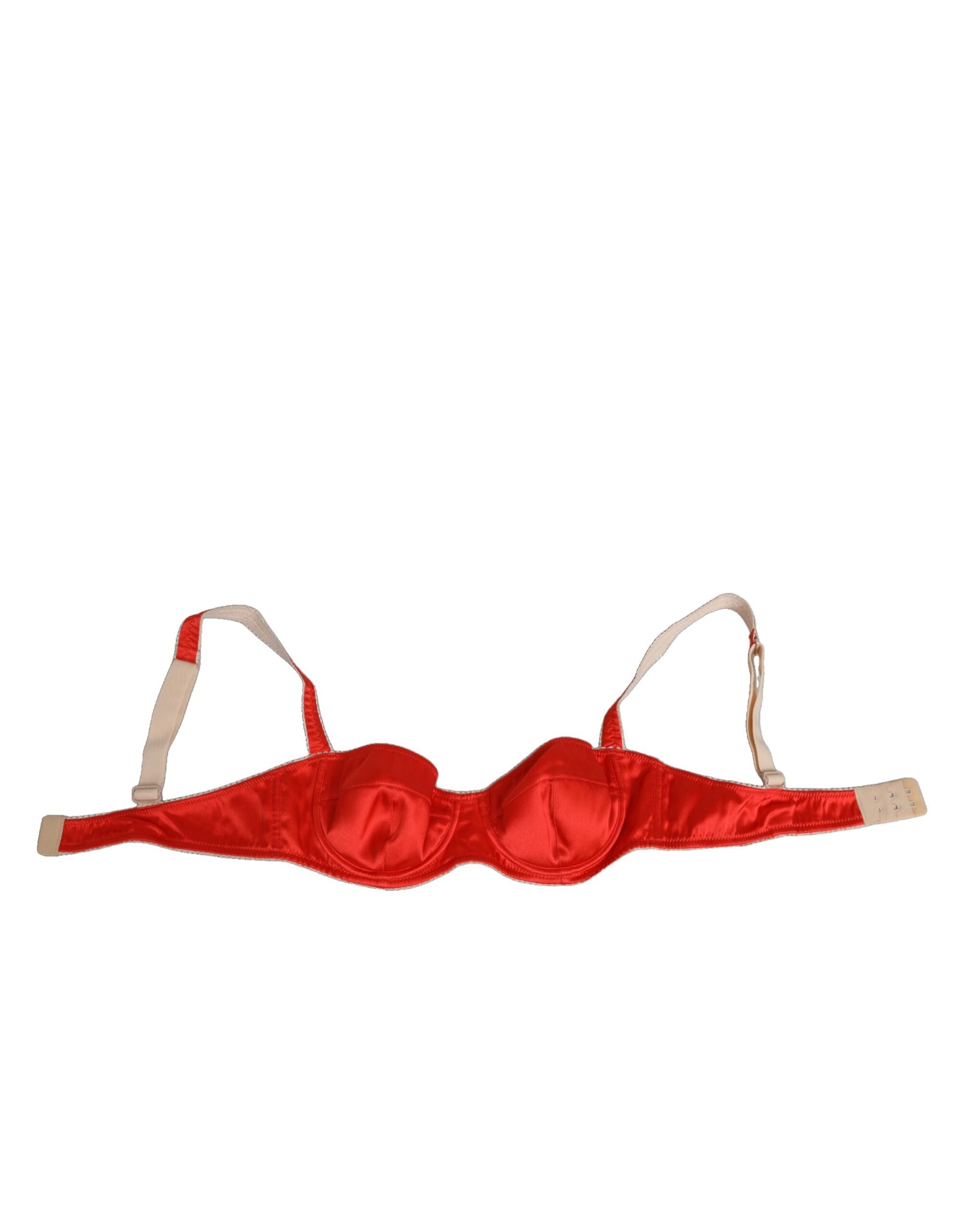 Dolce & Gabbana Red Silk Satin Underwire Bra Semi-Pad Underwear
