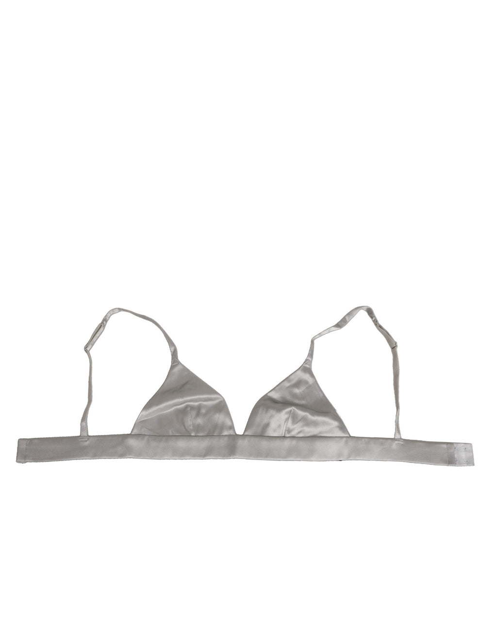 Dolce & Gabbana Gray Silk Satin Triangle Soft Cup Bra Underwear