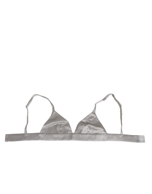 Dolce & Gabbana Gray Silk Satin Triangle Soft Cup Bra Underwear
