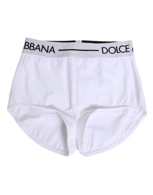 Dolce & Gabbana White Nylon Logo Waistband Shorts Underwear