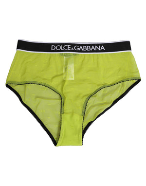 Dolce & Gabbana Green Nylon Logo Waistband Brief Panty Underwear