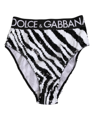 Dolce & Gabbana Black White Stripes High Waist Panty Underwear
