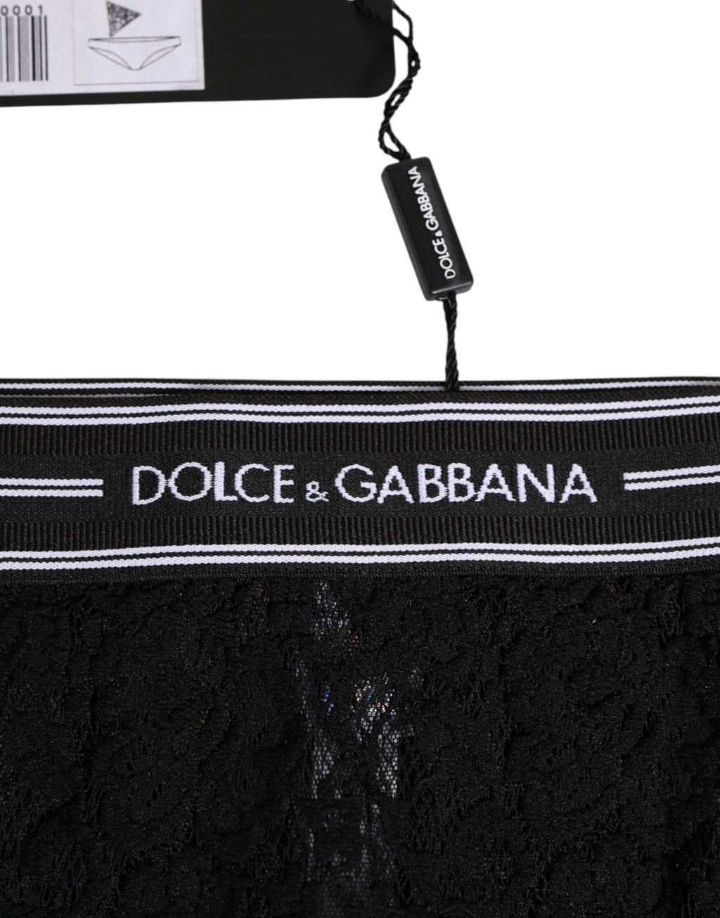 Dolce & Gabbana Black Lace Nylon High Waist Panty Underwear