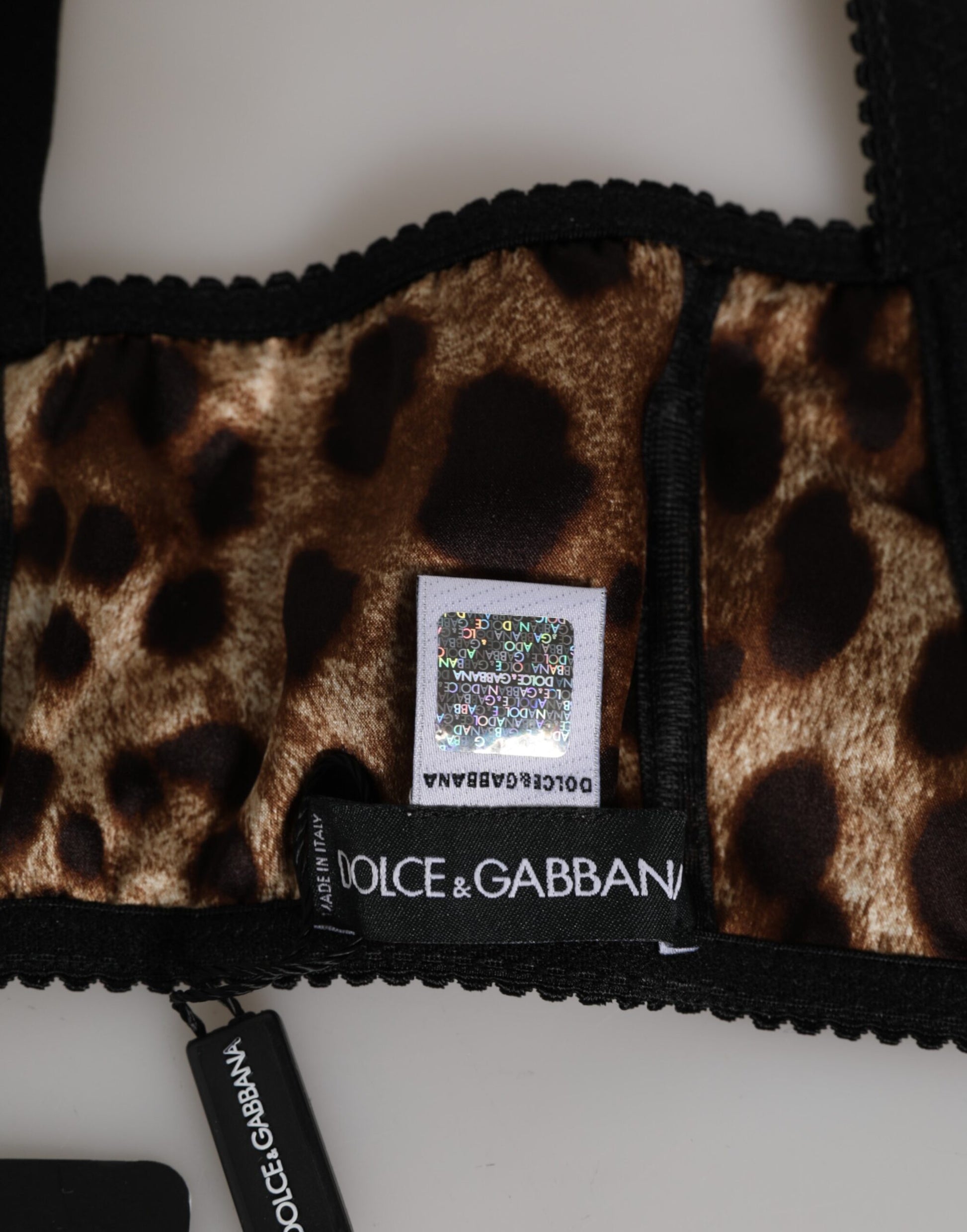 Dolce & Gabbana Brown Leopard Silk Balconnet Bra Underwear