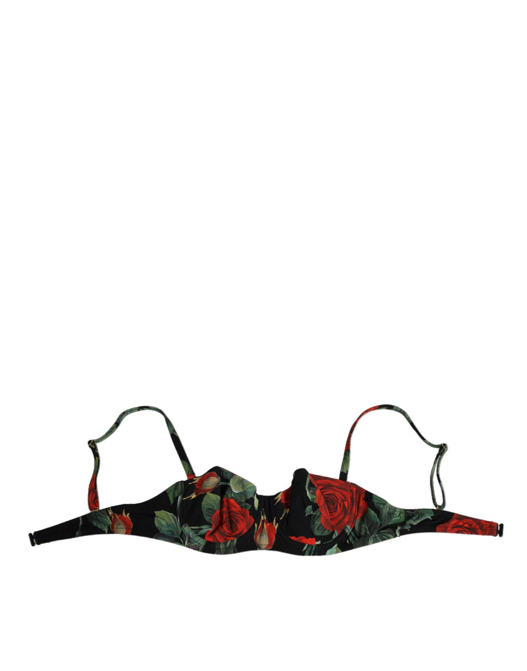Dolce & Gabbana Black Floral Nylon Padded Balconnet Bra Underwear