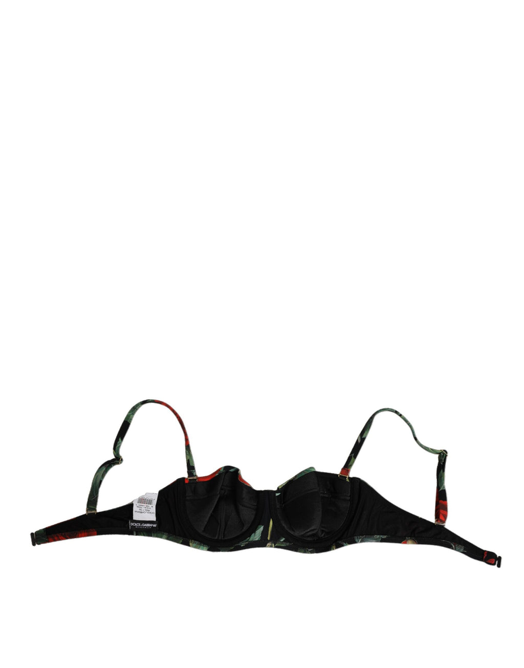 Dolce & Gabbana Black Floral Nylon Padded Balconnet Bra Underwear