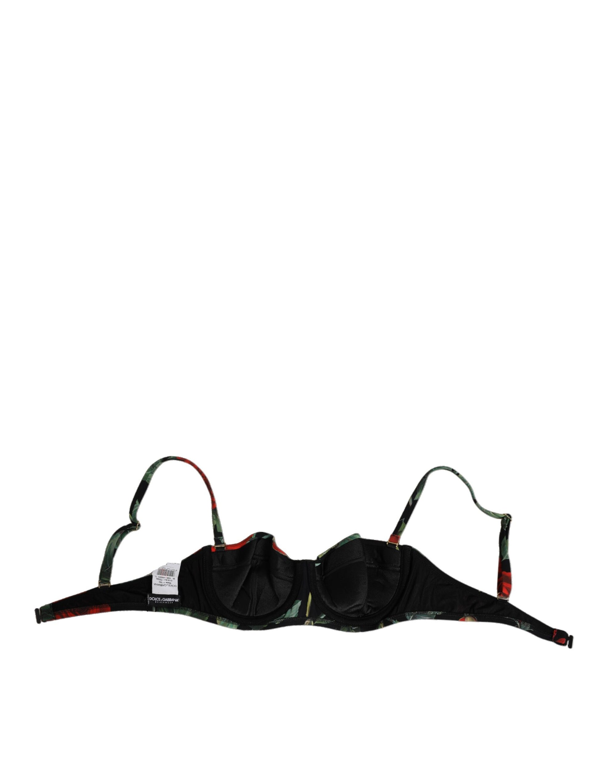 Dolce & Gabbana Black Floral Nylon Padded Balconnet Bra Underwear