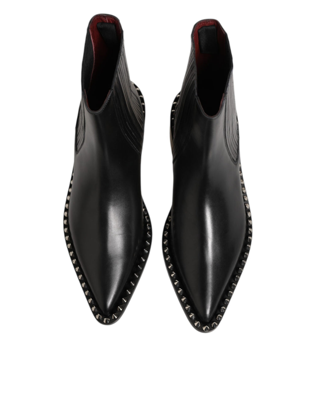 Dolce & Gabbana Black Leather Studded Men Short Boots Shoes