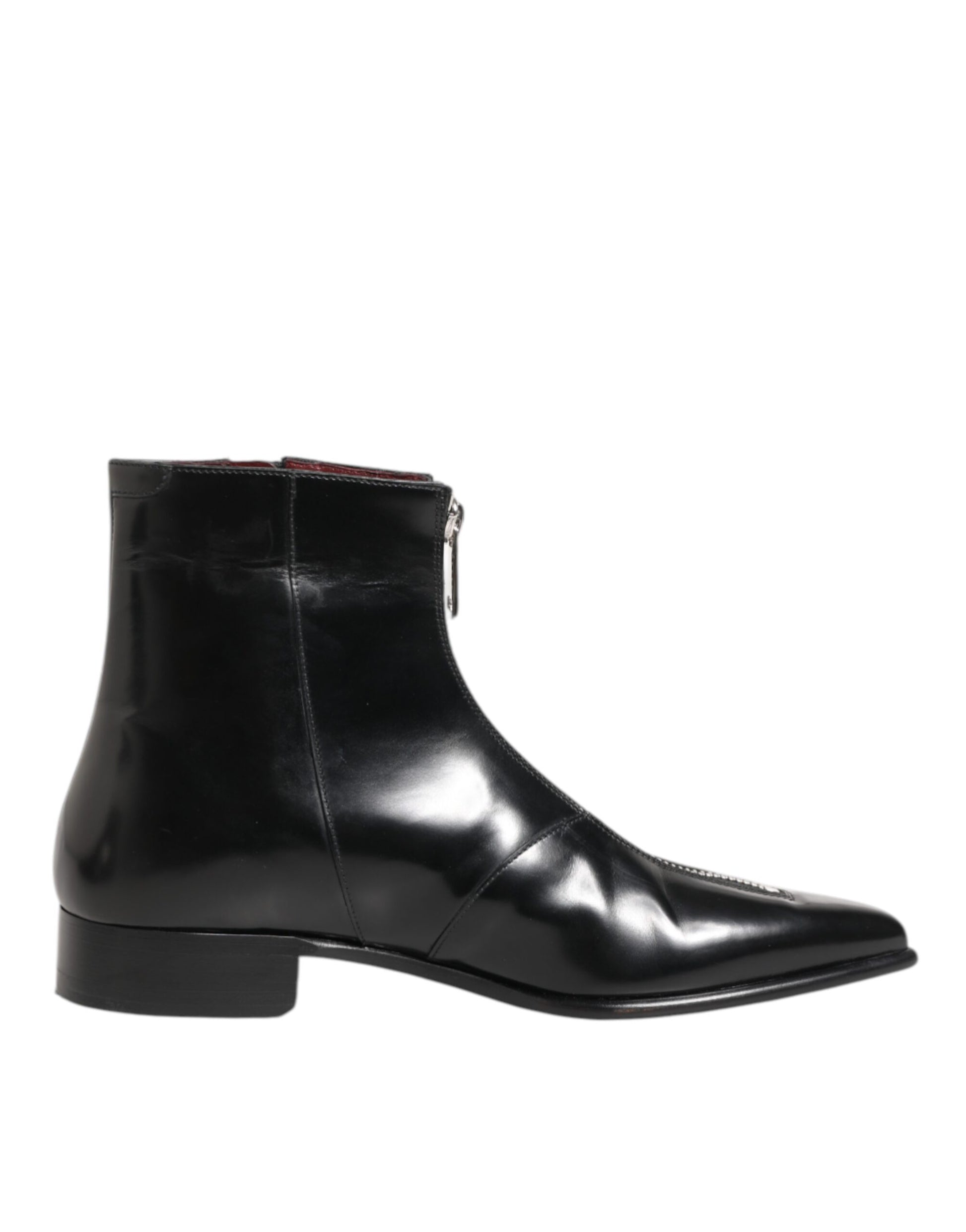 Dolce & Gabbana Black Calfskin Leather Men SHORT Boots Shoes