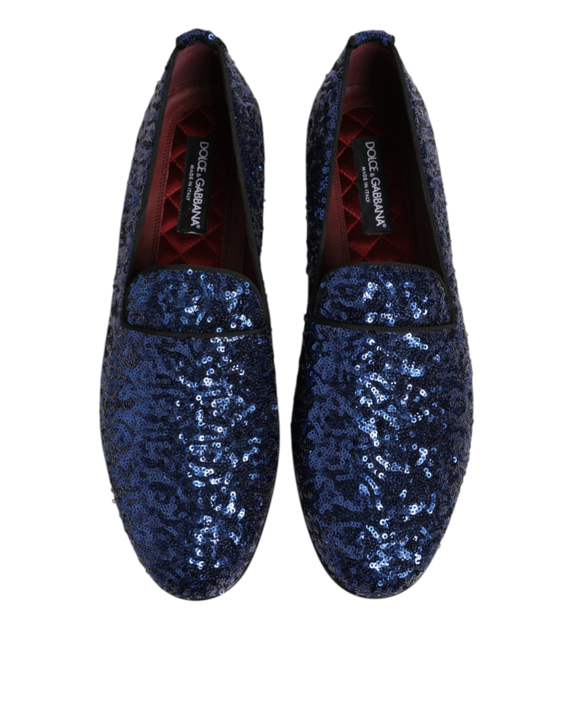 Dolce & Gabbana Blue Sequined Loafers Slippers Men Dress Shoes