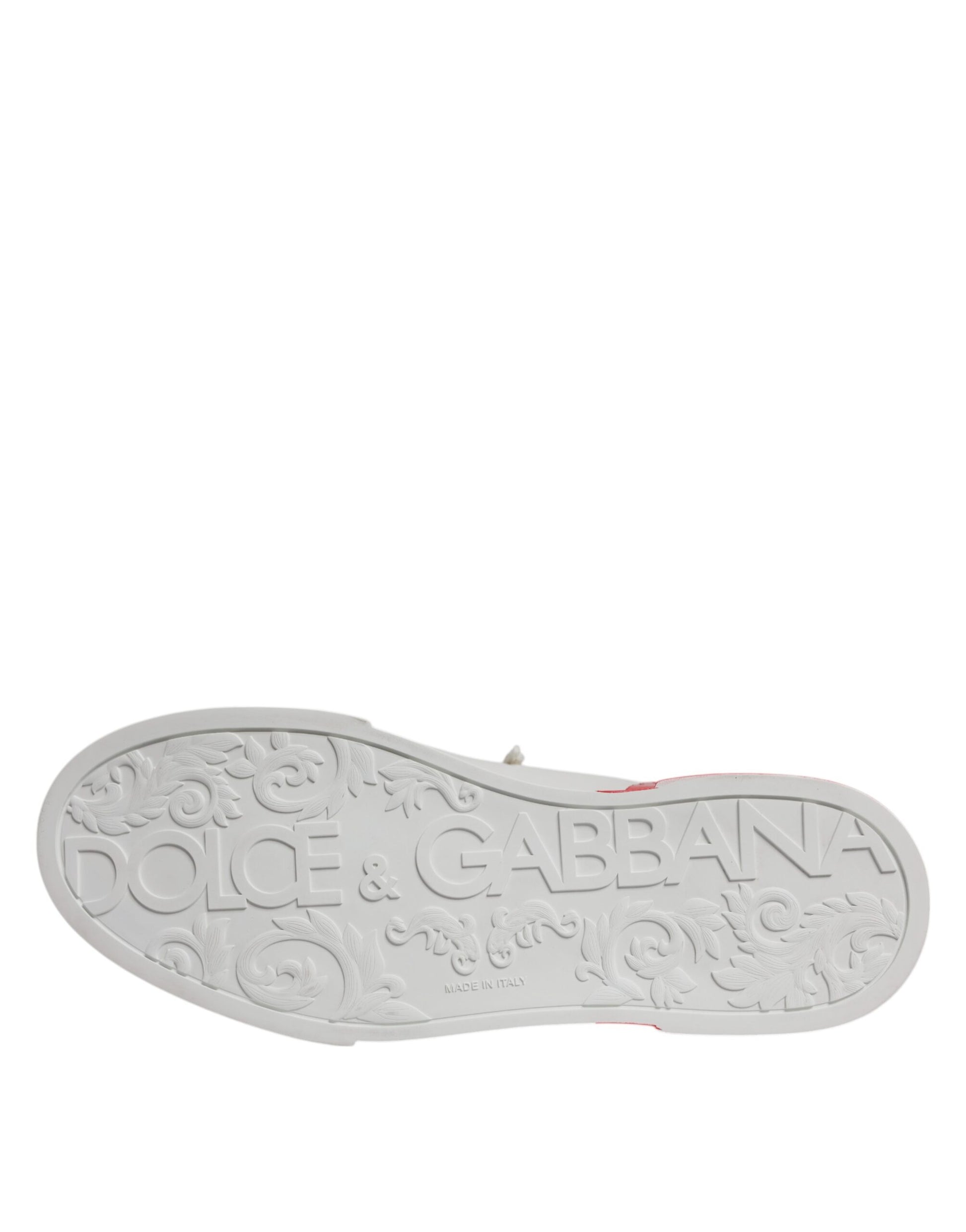 Dolce & Gabbana White Red Portofino Low Top Men Sneakers Shoes